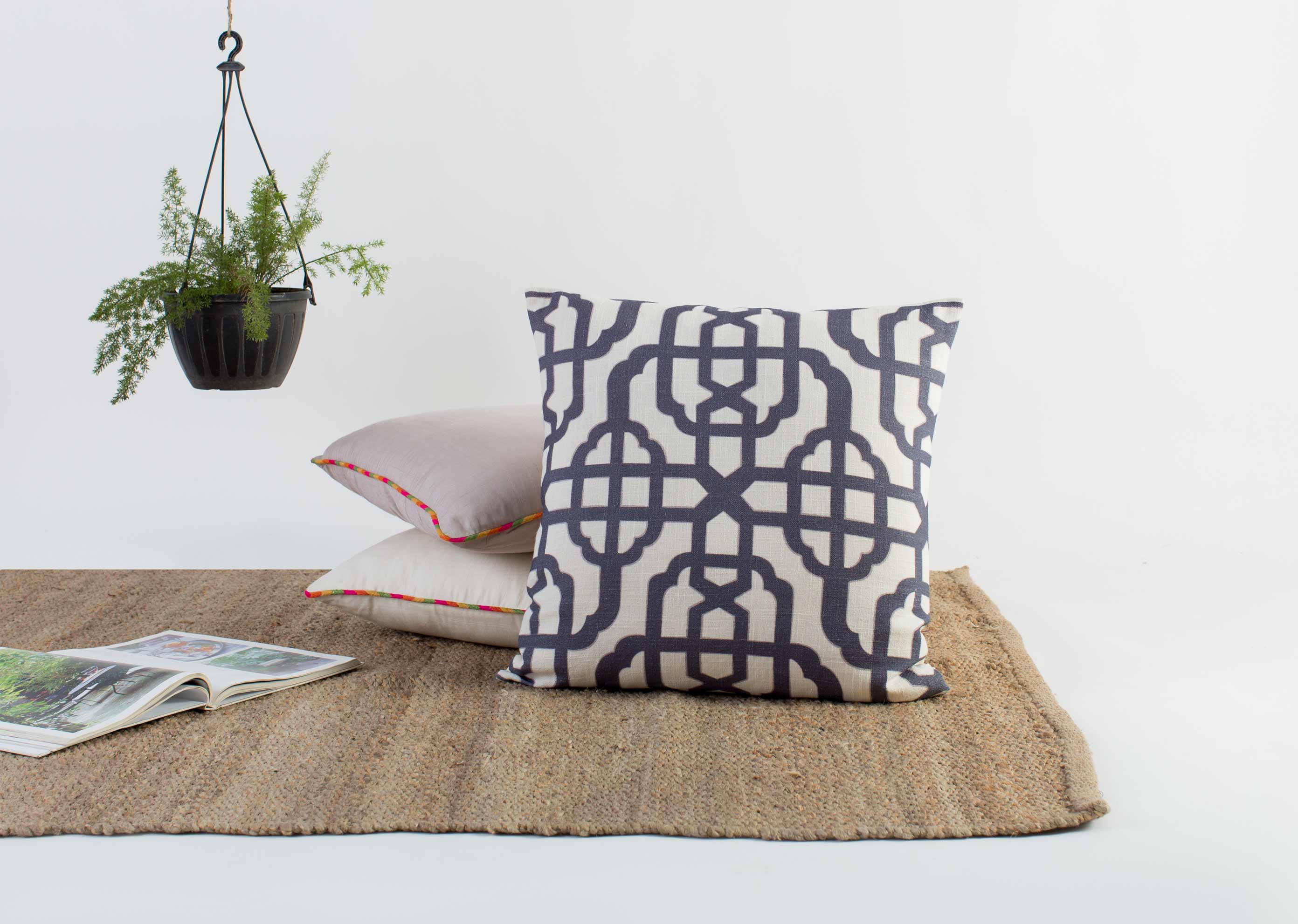 Trellis Cushion Cover - Charcoal - Image 3