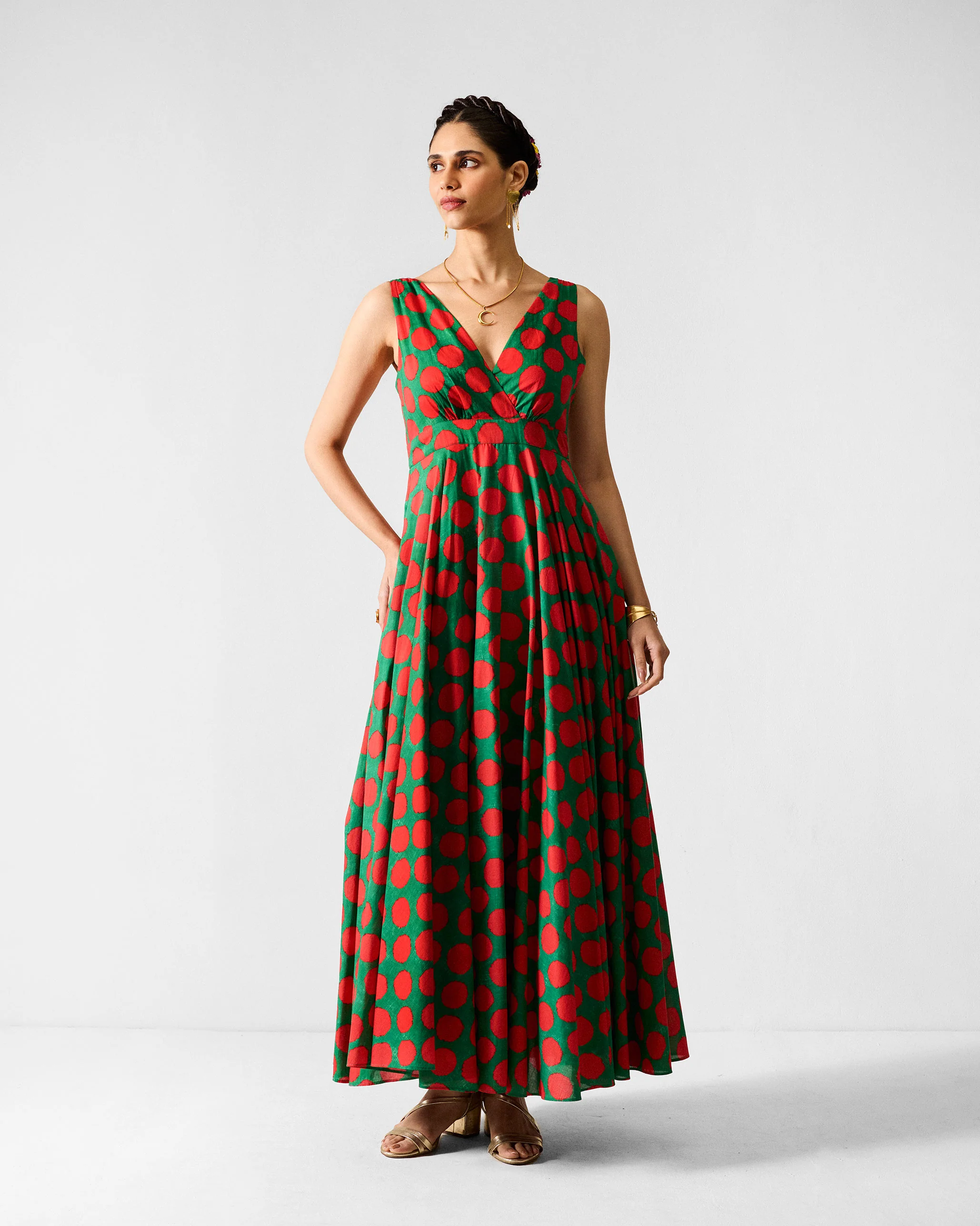 Tribe Dress - Red & Green Printed - Image 2