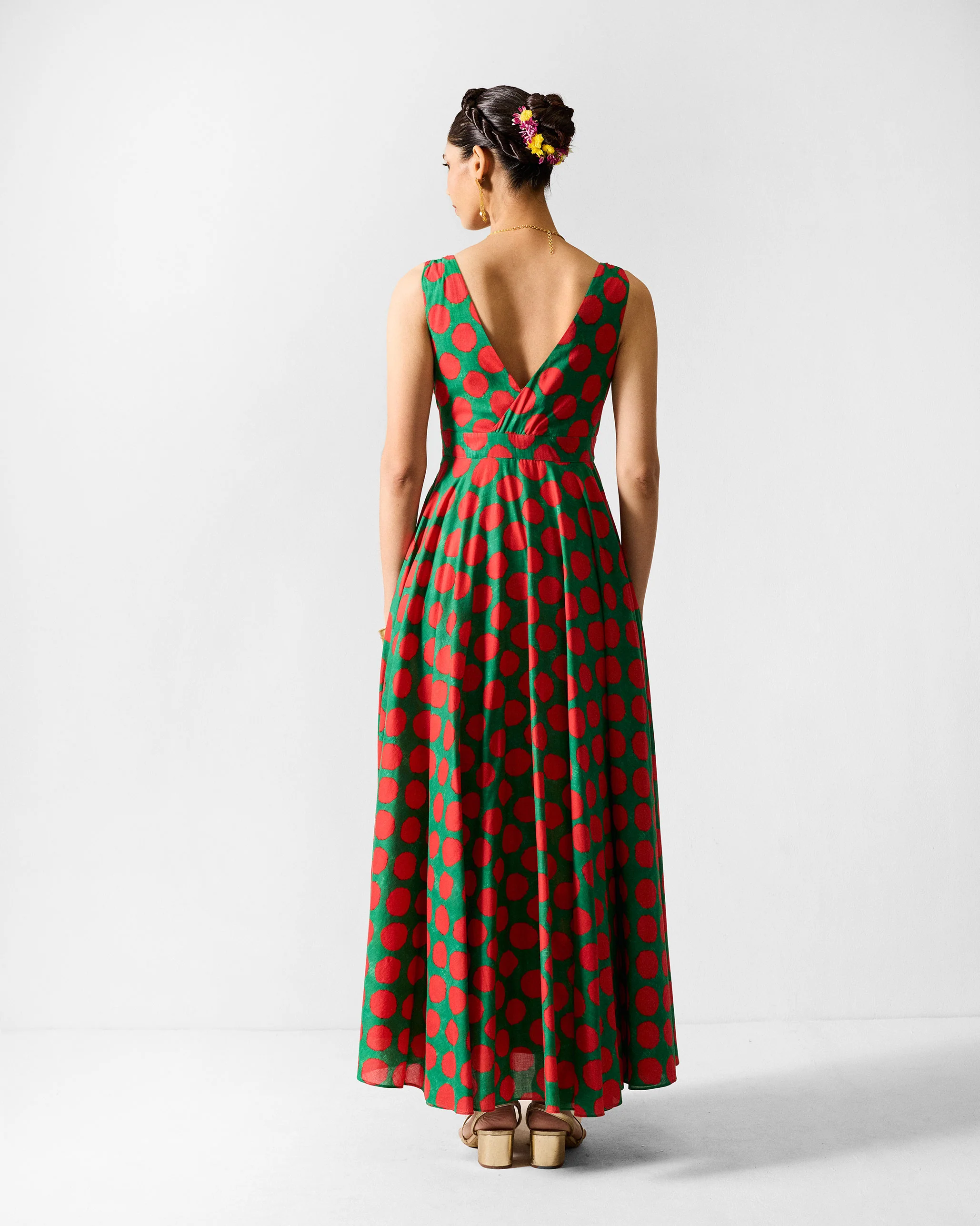 Tribe Dress - Red & Green Printed - Image 3
