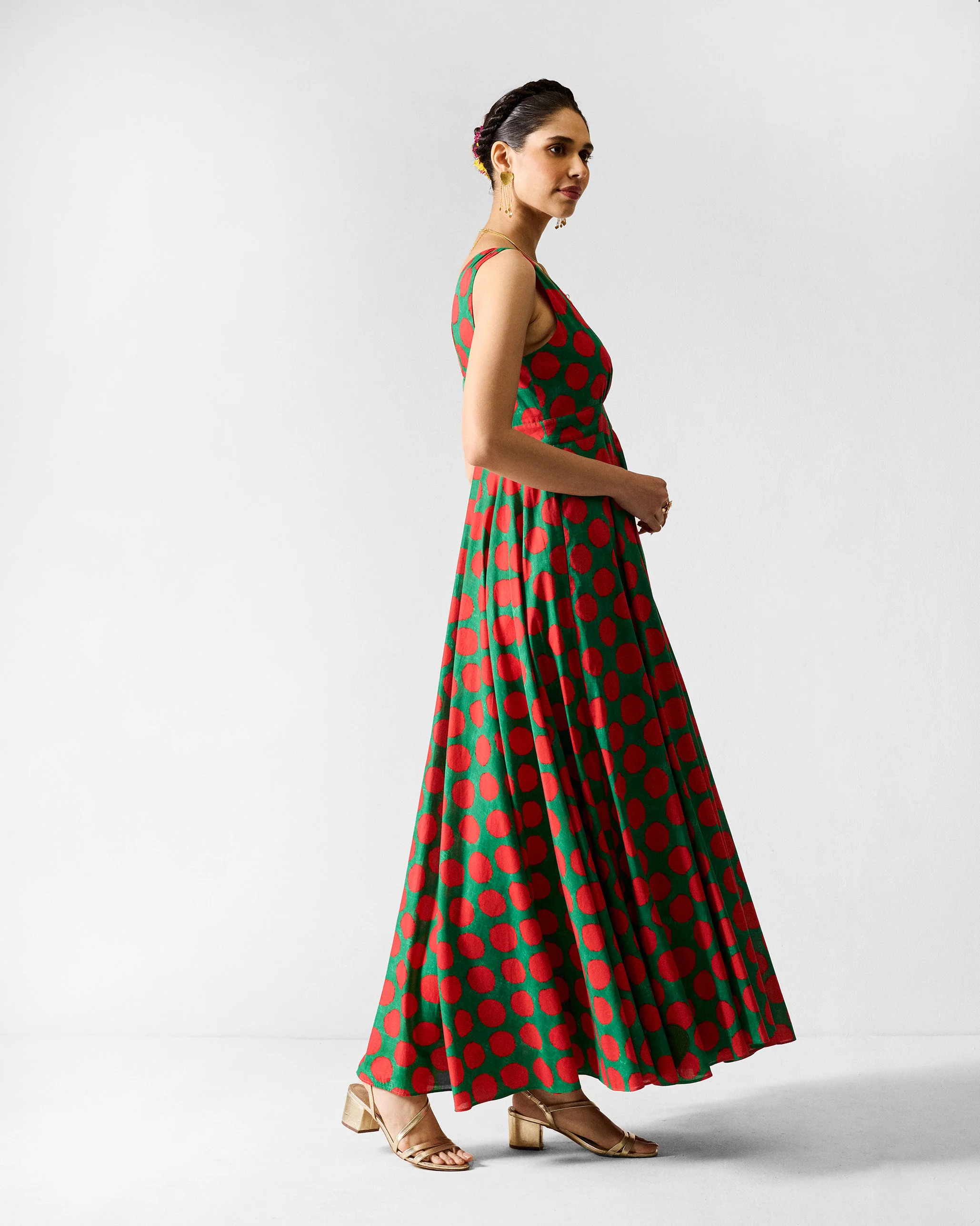 Tribe Dress - Red & Green Printed - Image 4