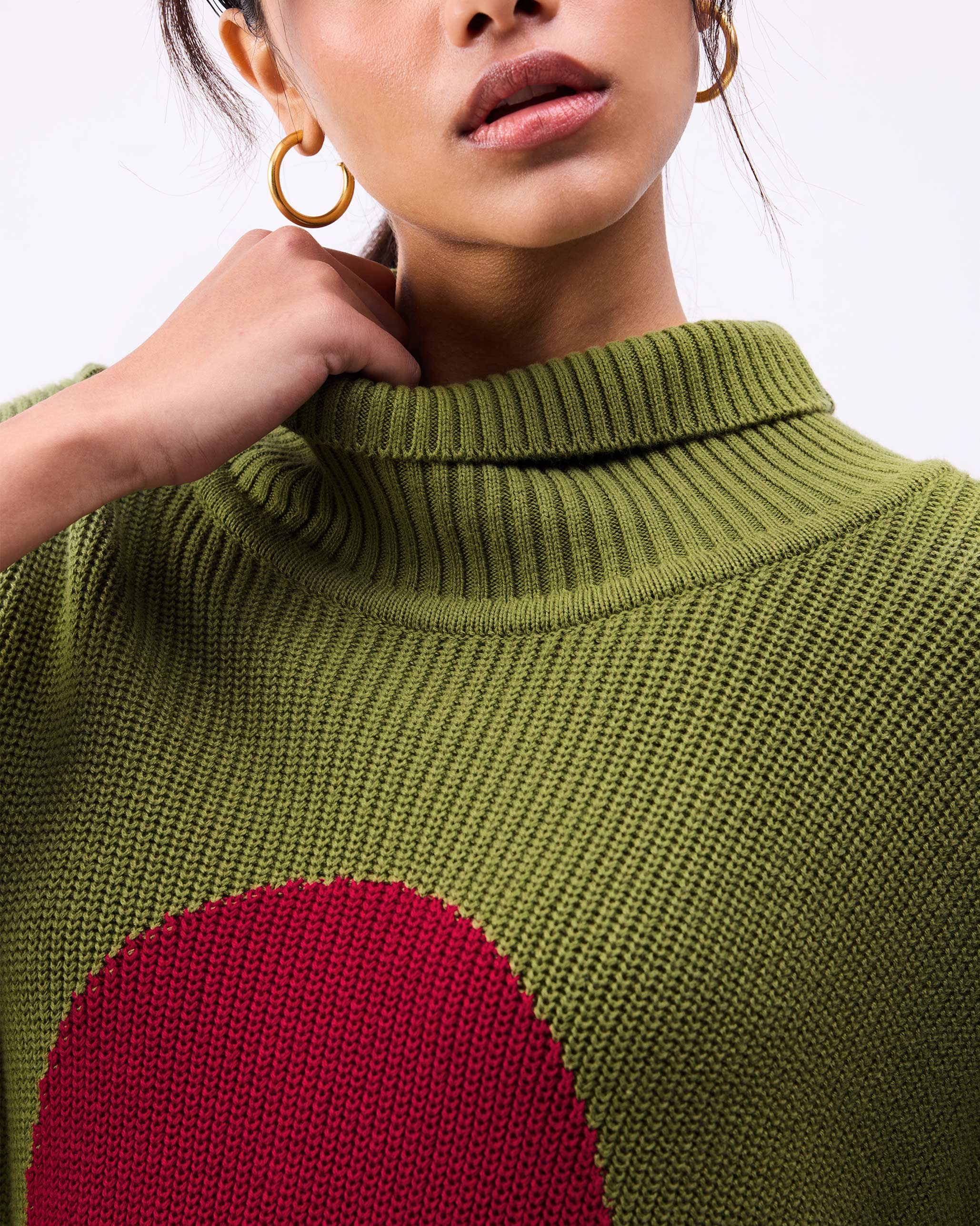 Turtle Neck Top - Olive - Image 2