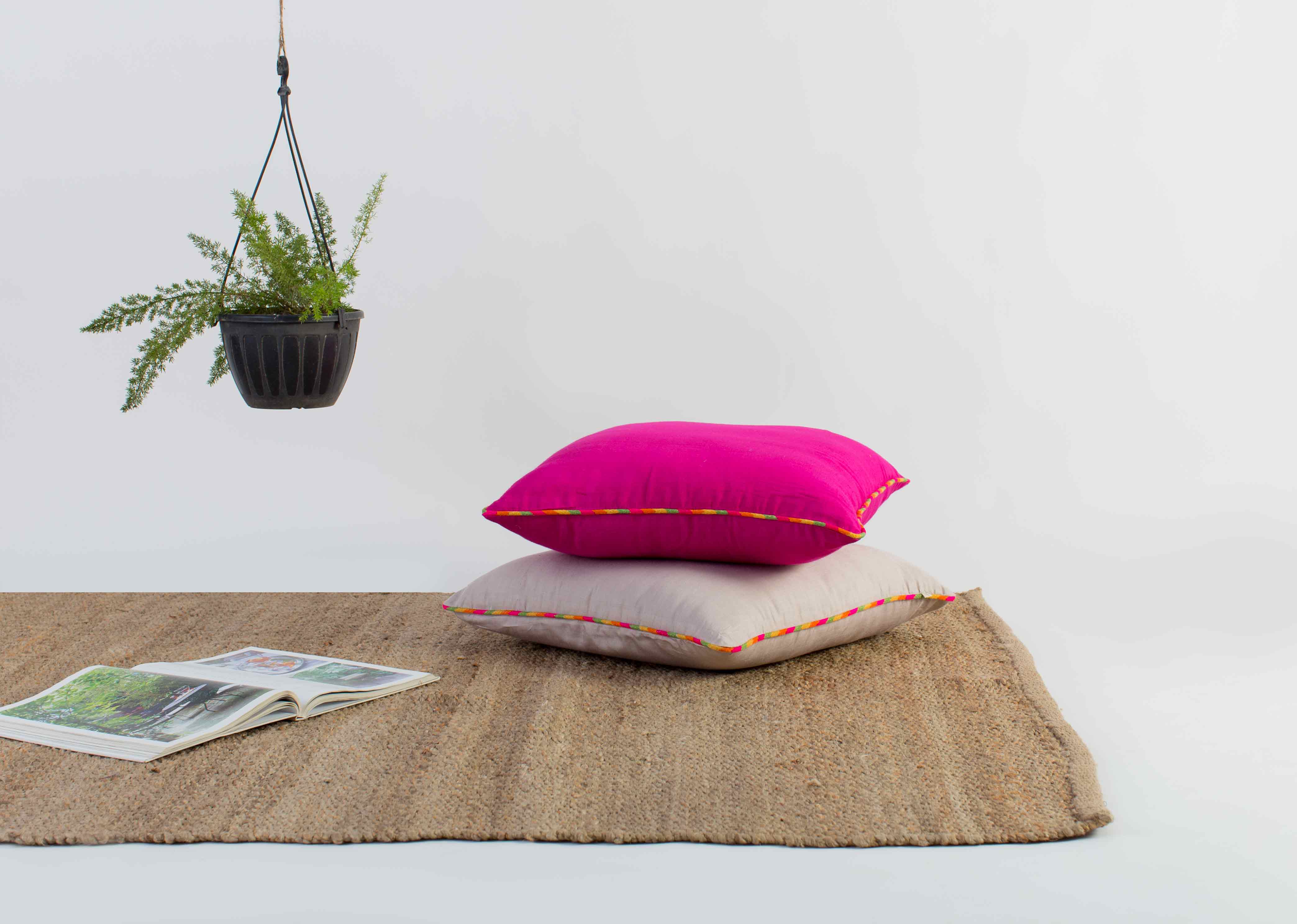 Tussar Cushion Cover - Berry - Image 3