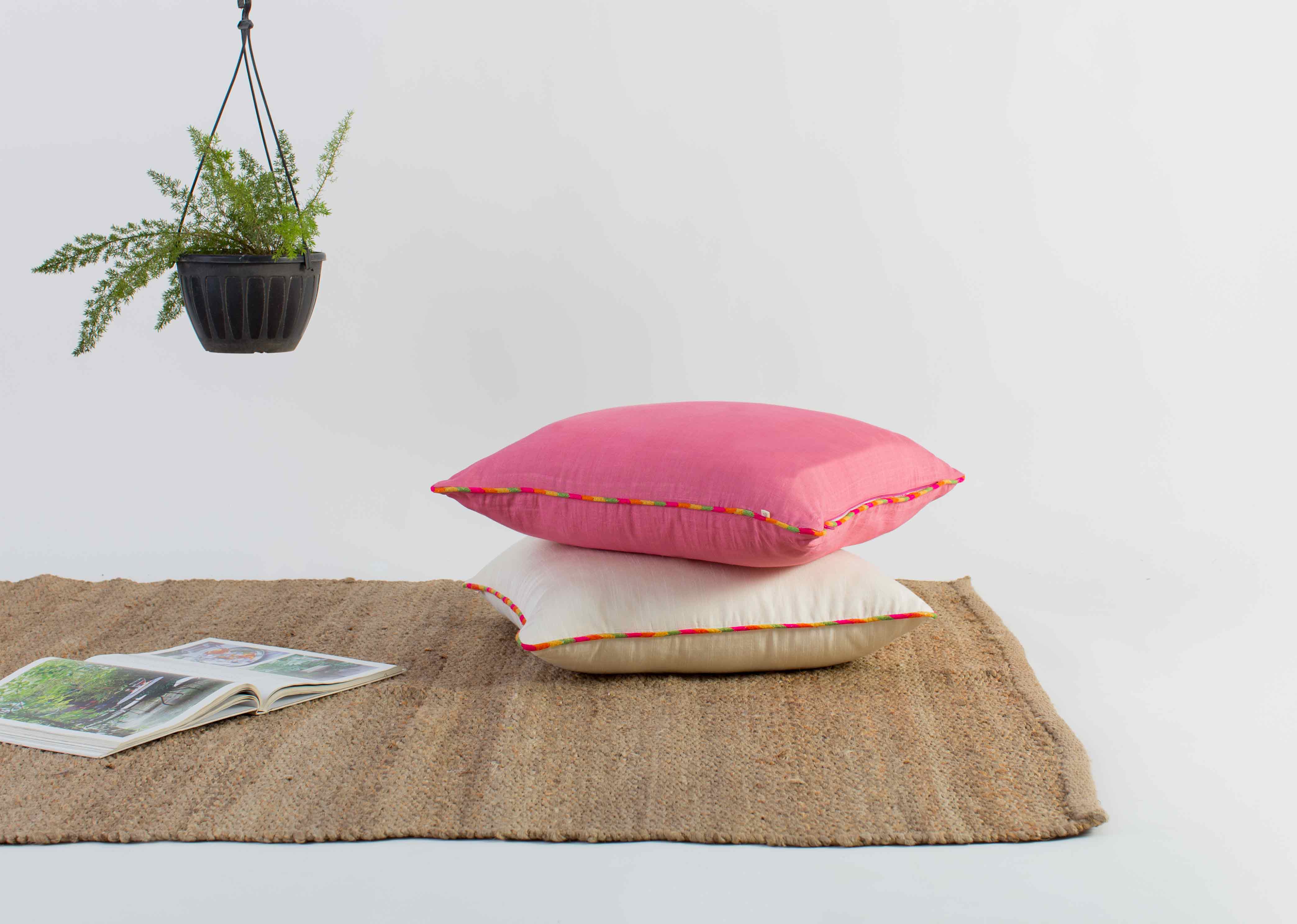 Tussar Cushion Cover - Ivory - Image 3