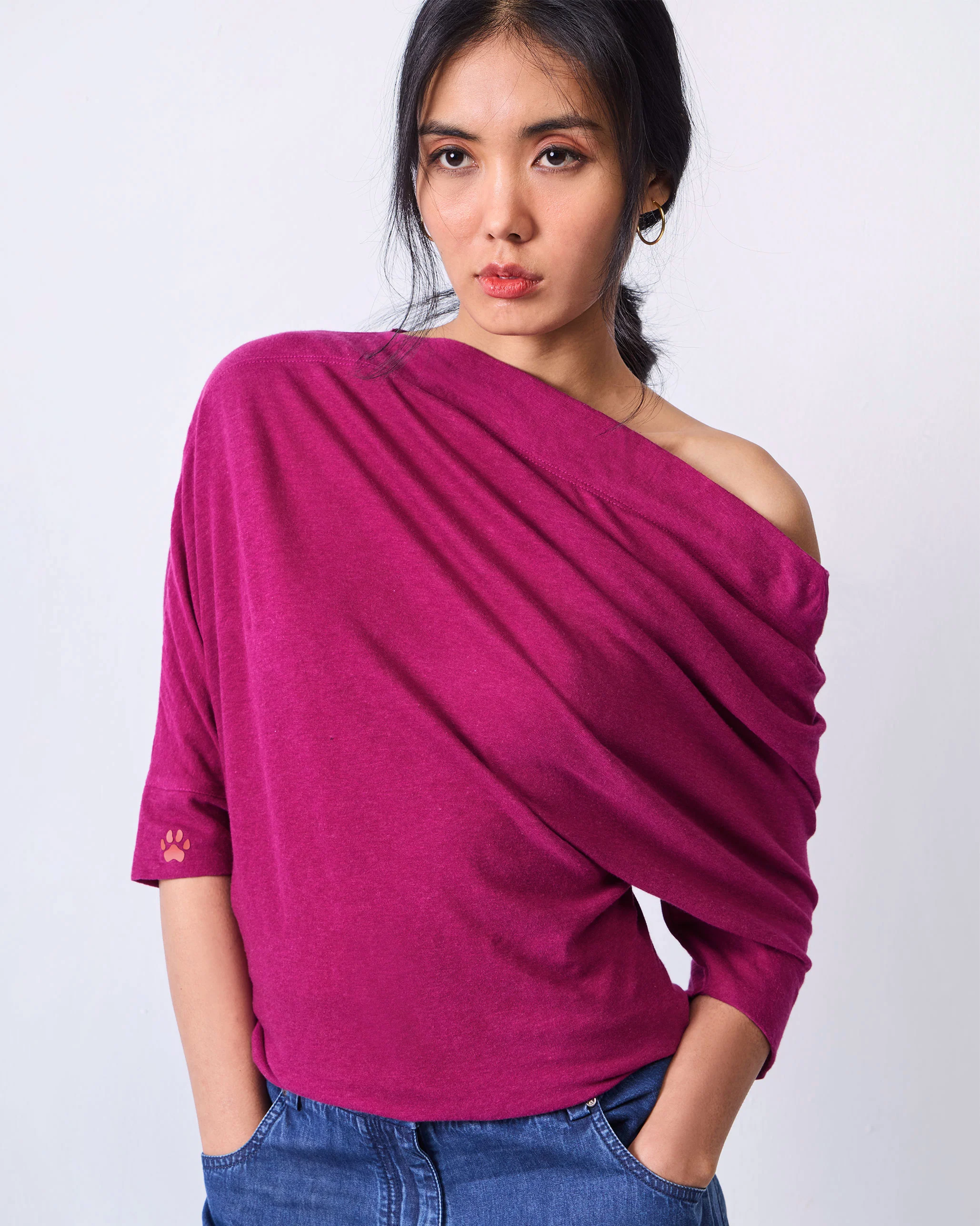 Ukiyo Off Shoulder Top - Berry - Image 3