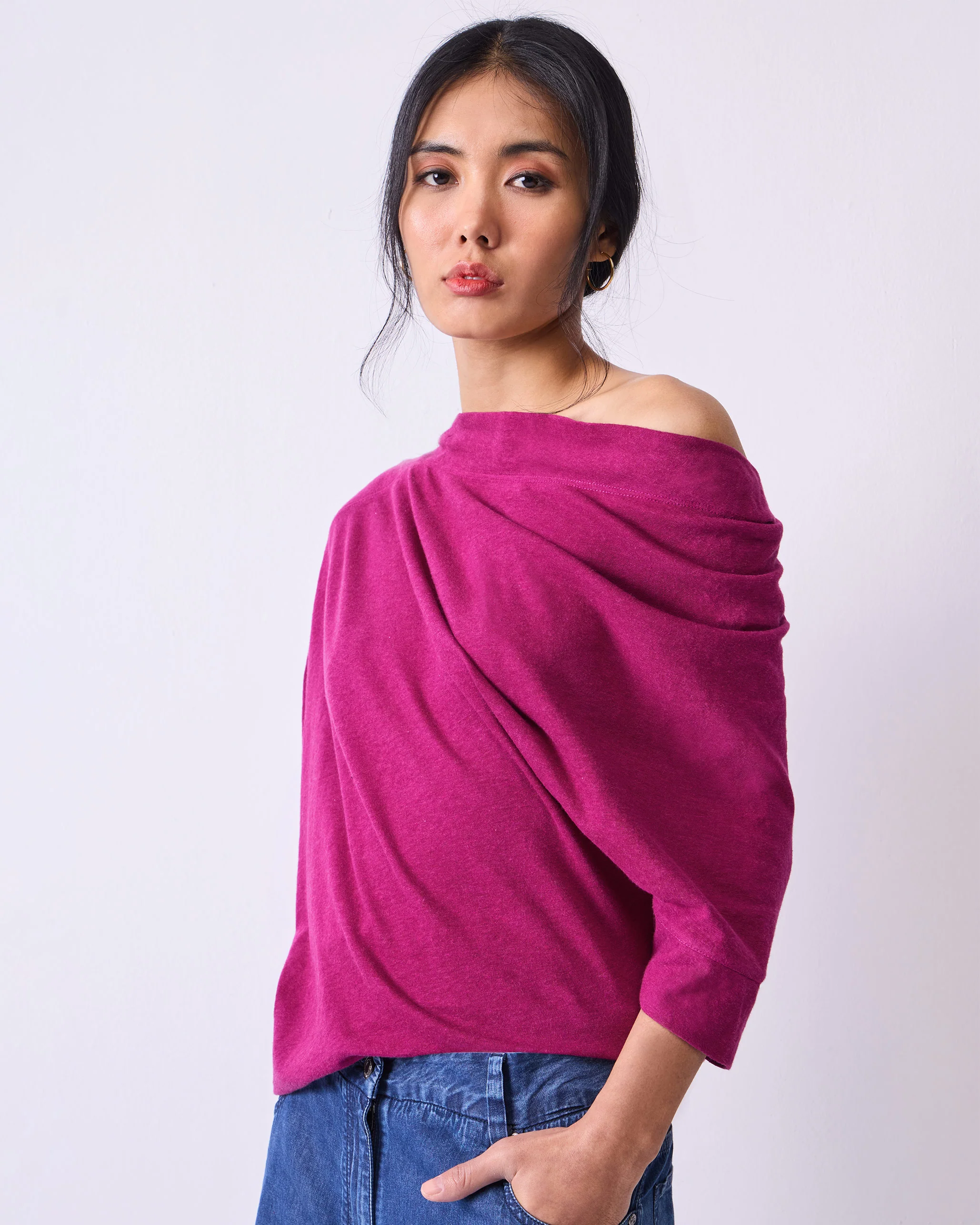 Ukiyo Off Shoulder Top - Berry - Image 5