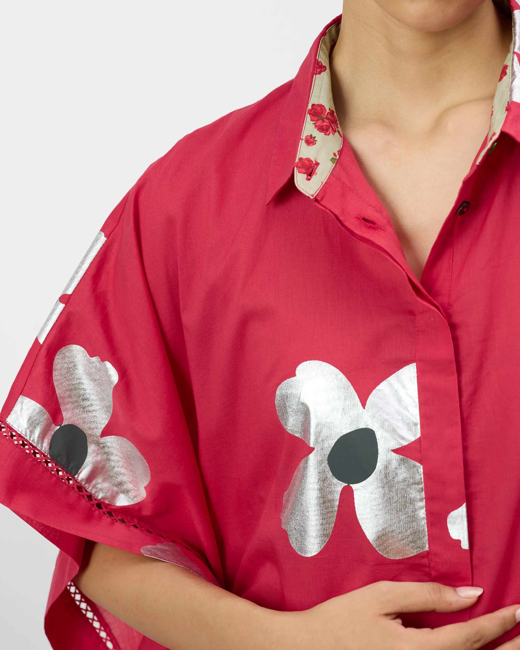 Uma Top - Watermelon & Silver Print - Image 5