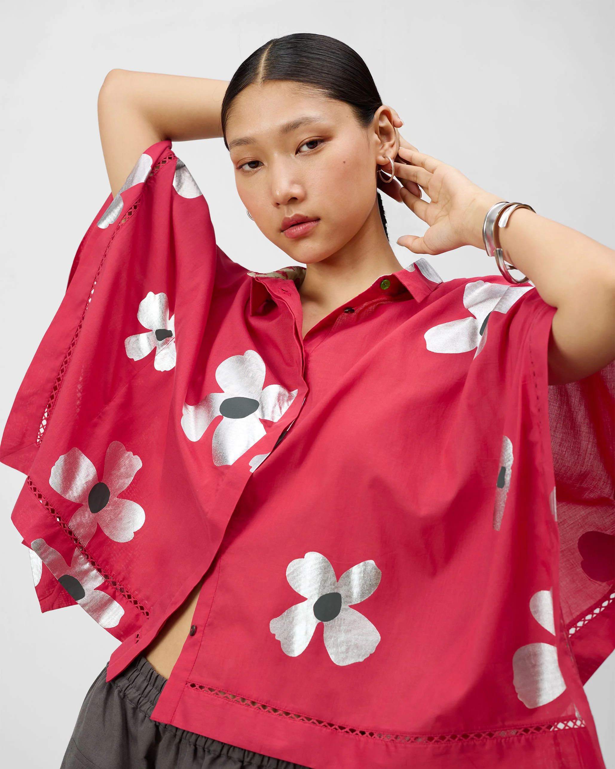 Uma Top - Watermelon & Silver Print - Image 7