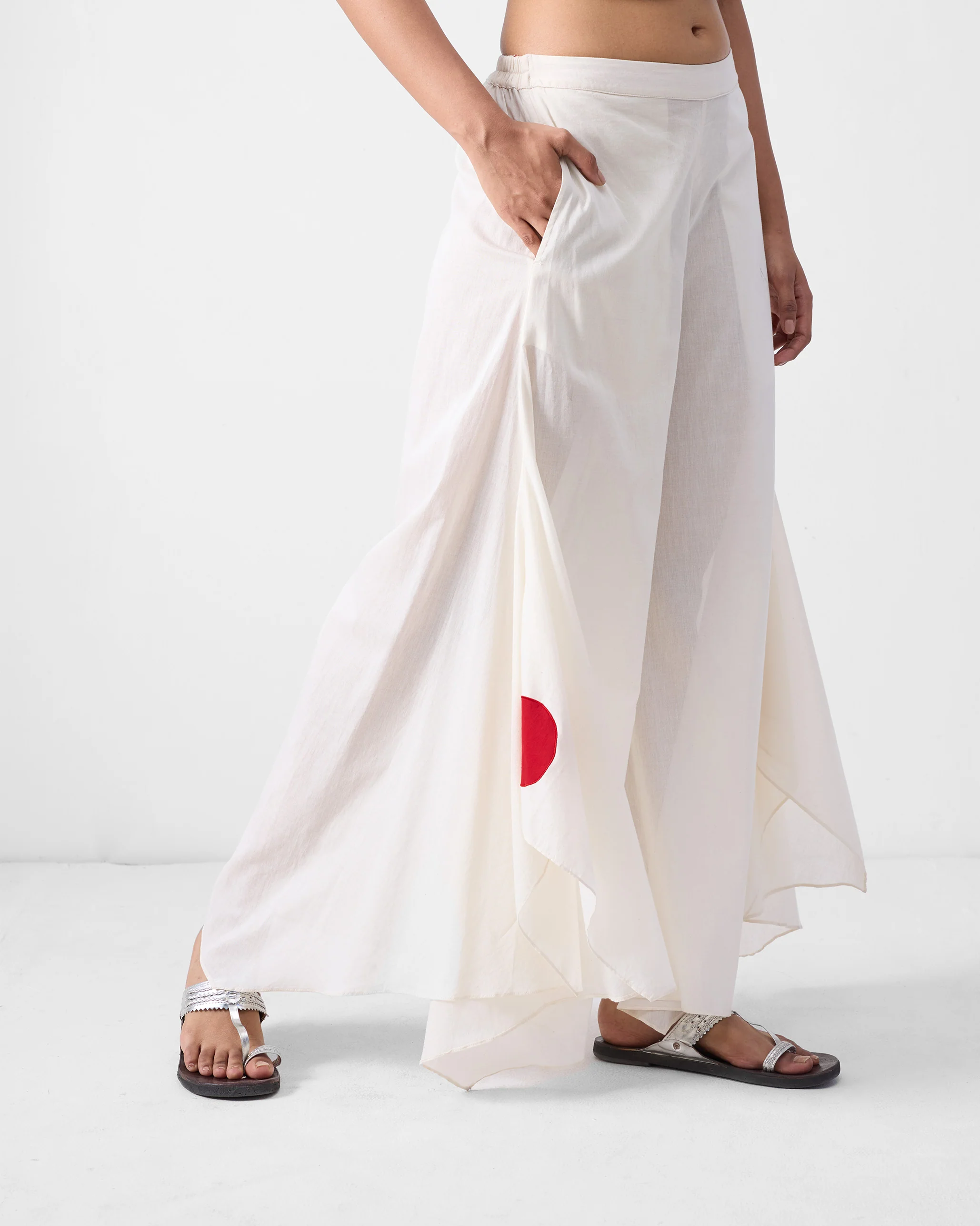 Uneven Hem Pants - Ivory - Image 3