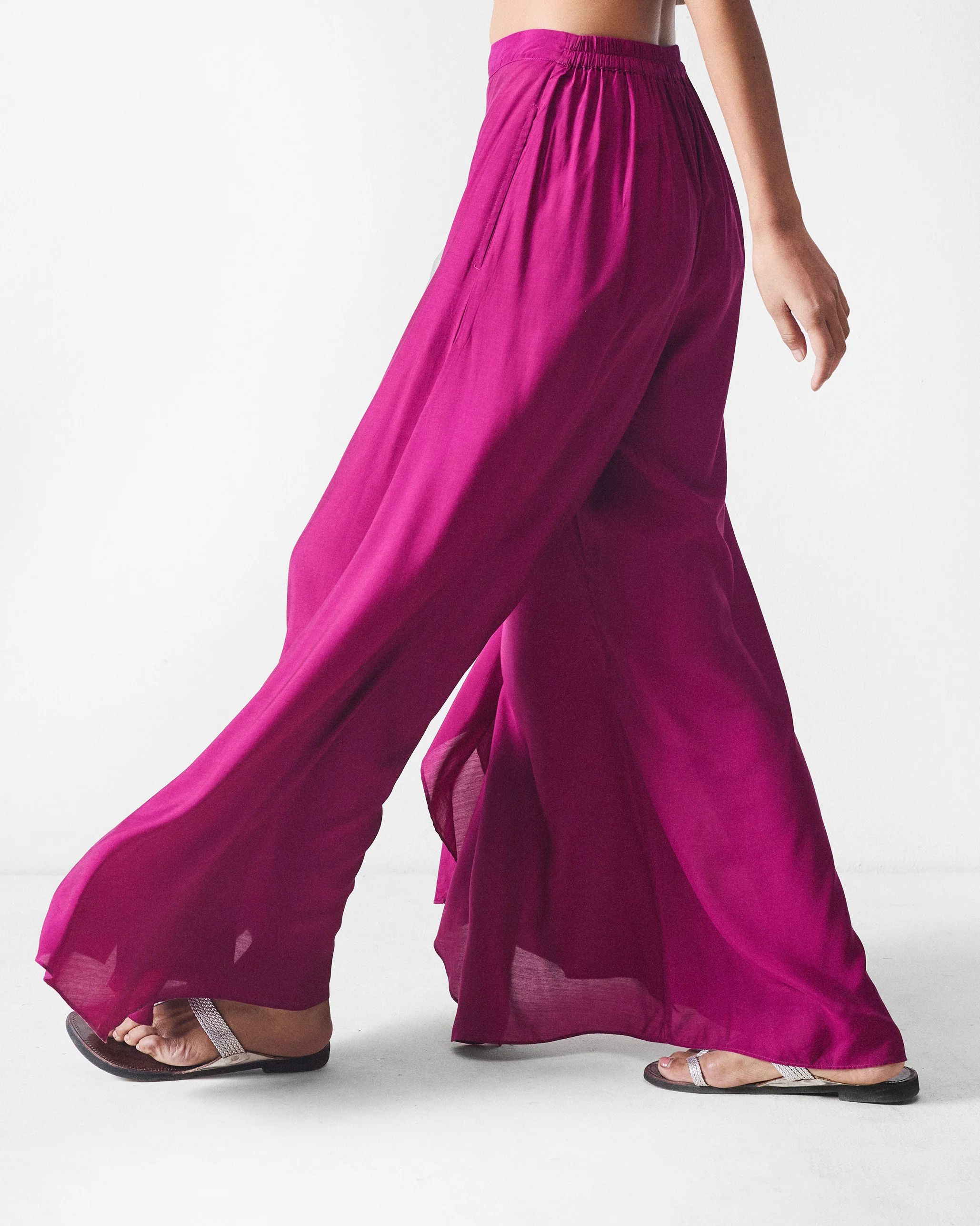 Uneven Hem Pants - Mulberry - Image 2