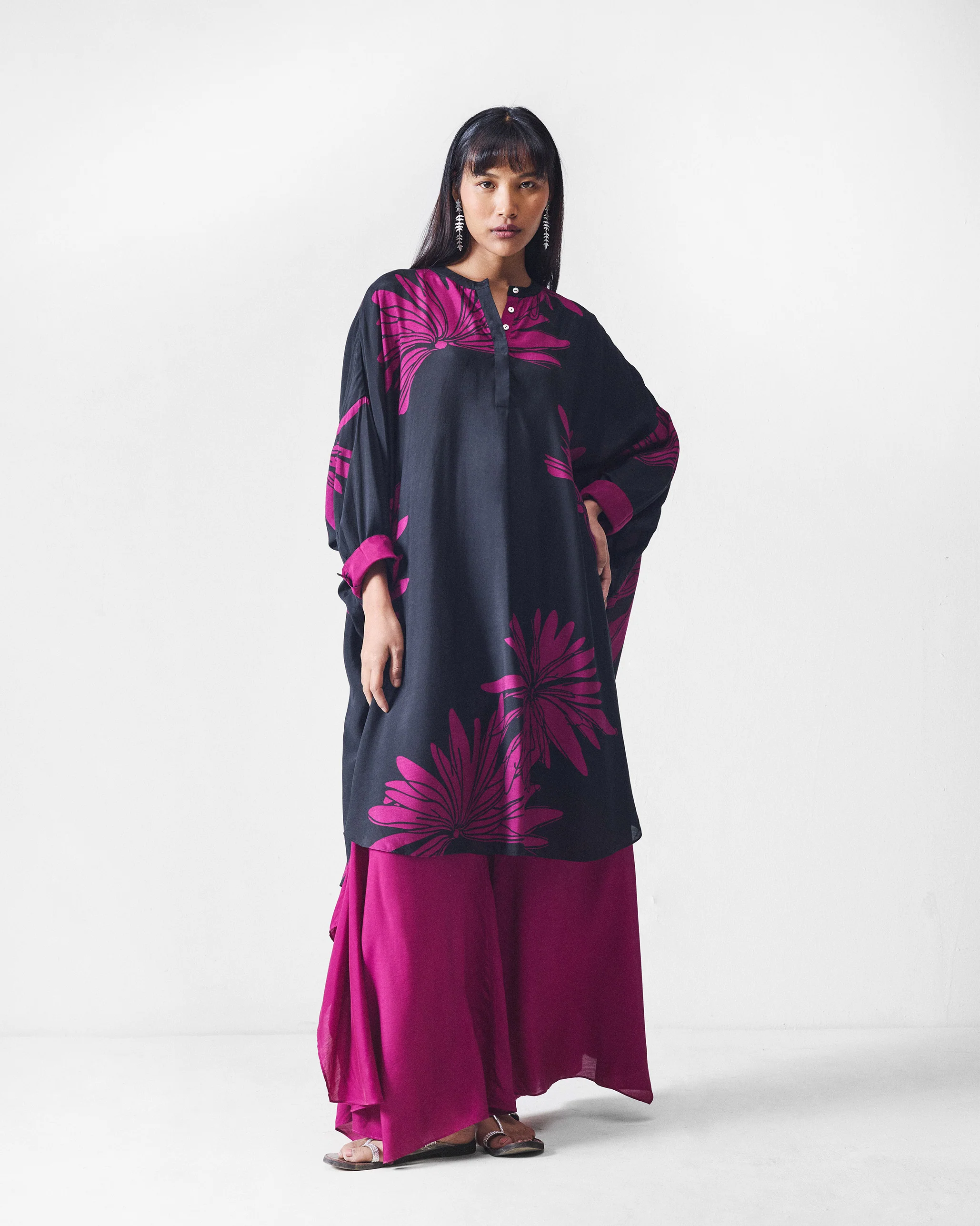Uneven Hem Pants - Mulberry - Image 5
