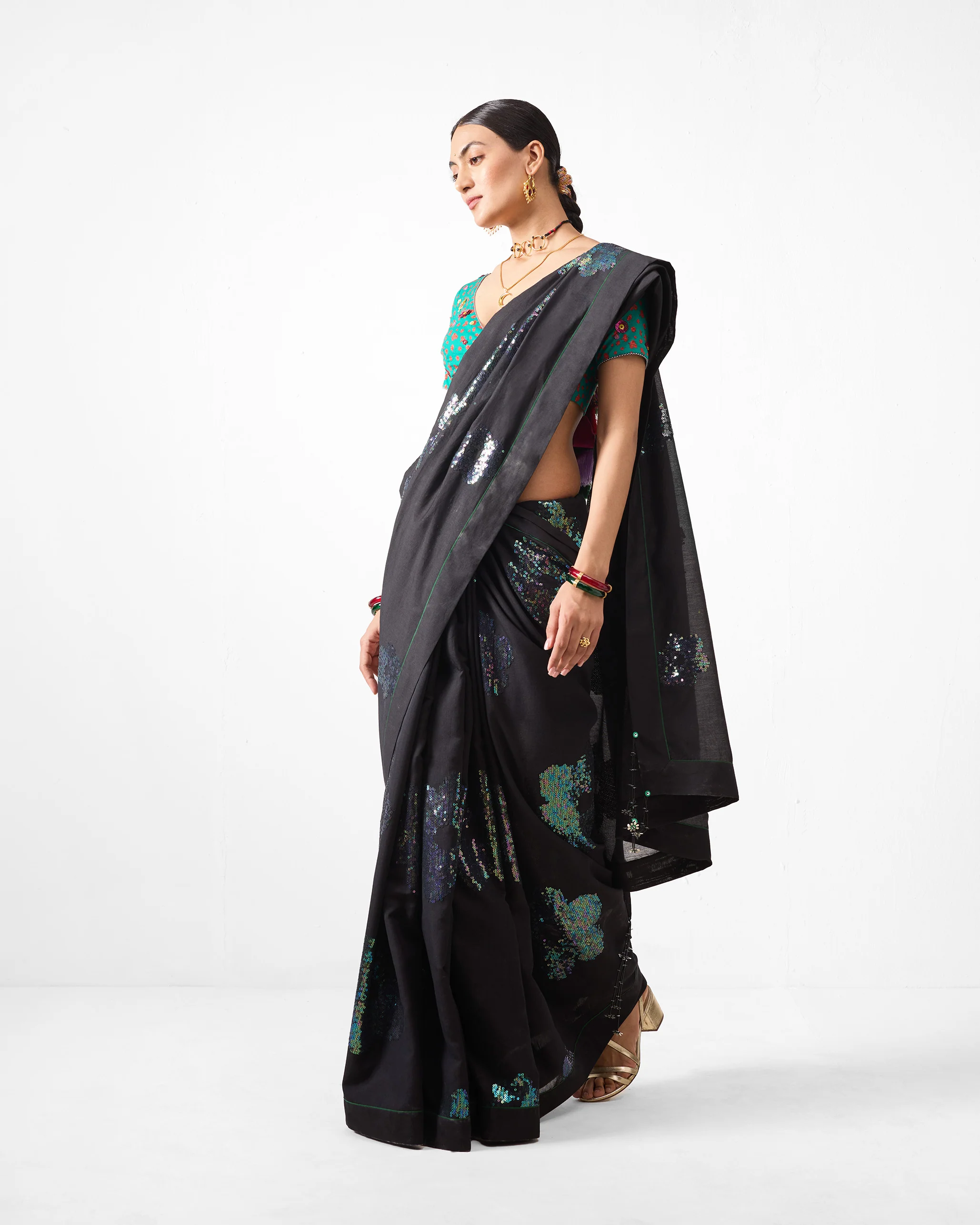 Urooj Sari - Black Embroidered - Image 2