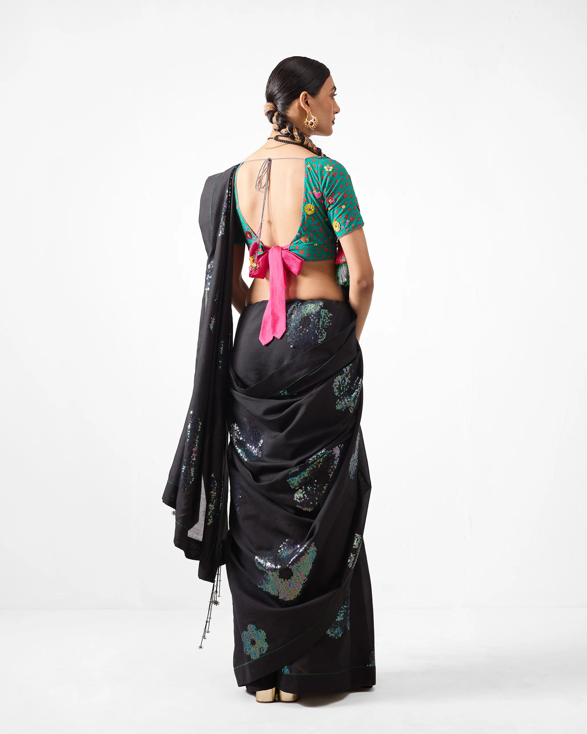Urooj Sari - Black Embroidered - Image 4