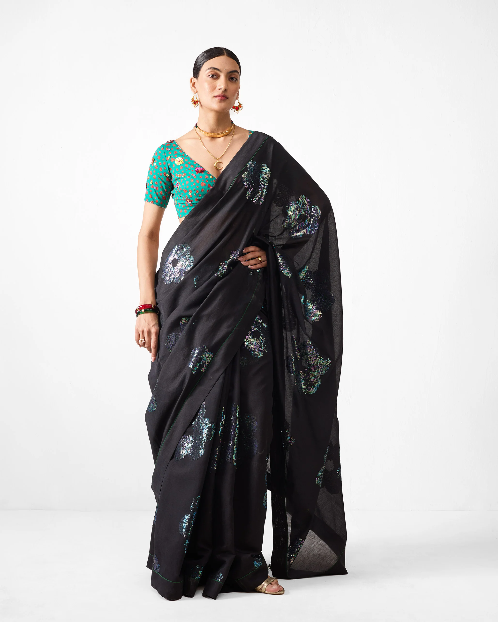 Urooj Sari - Black Embroidered - Image 6