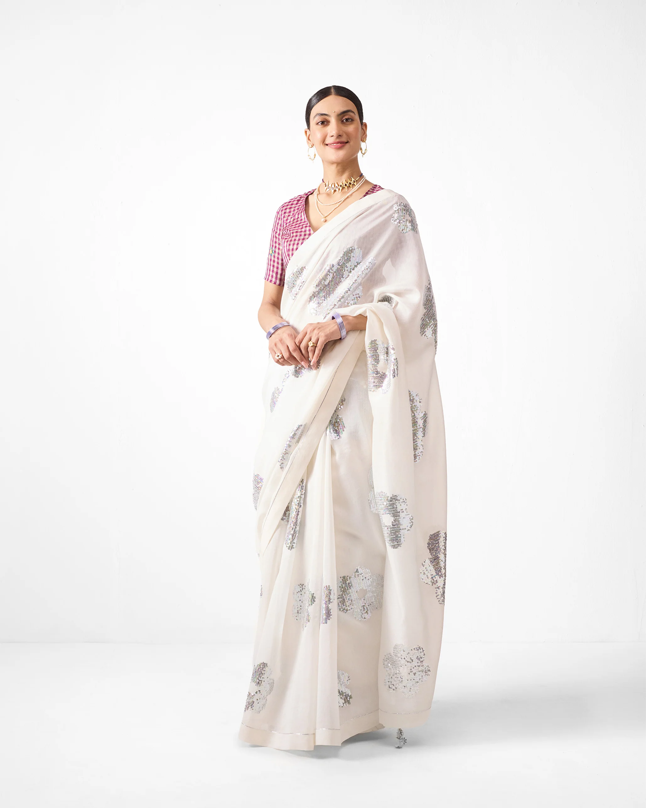 Urooj Sari - Ivory Embroidered - Image 2