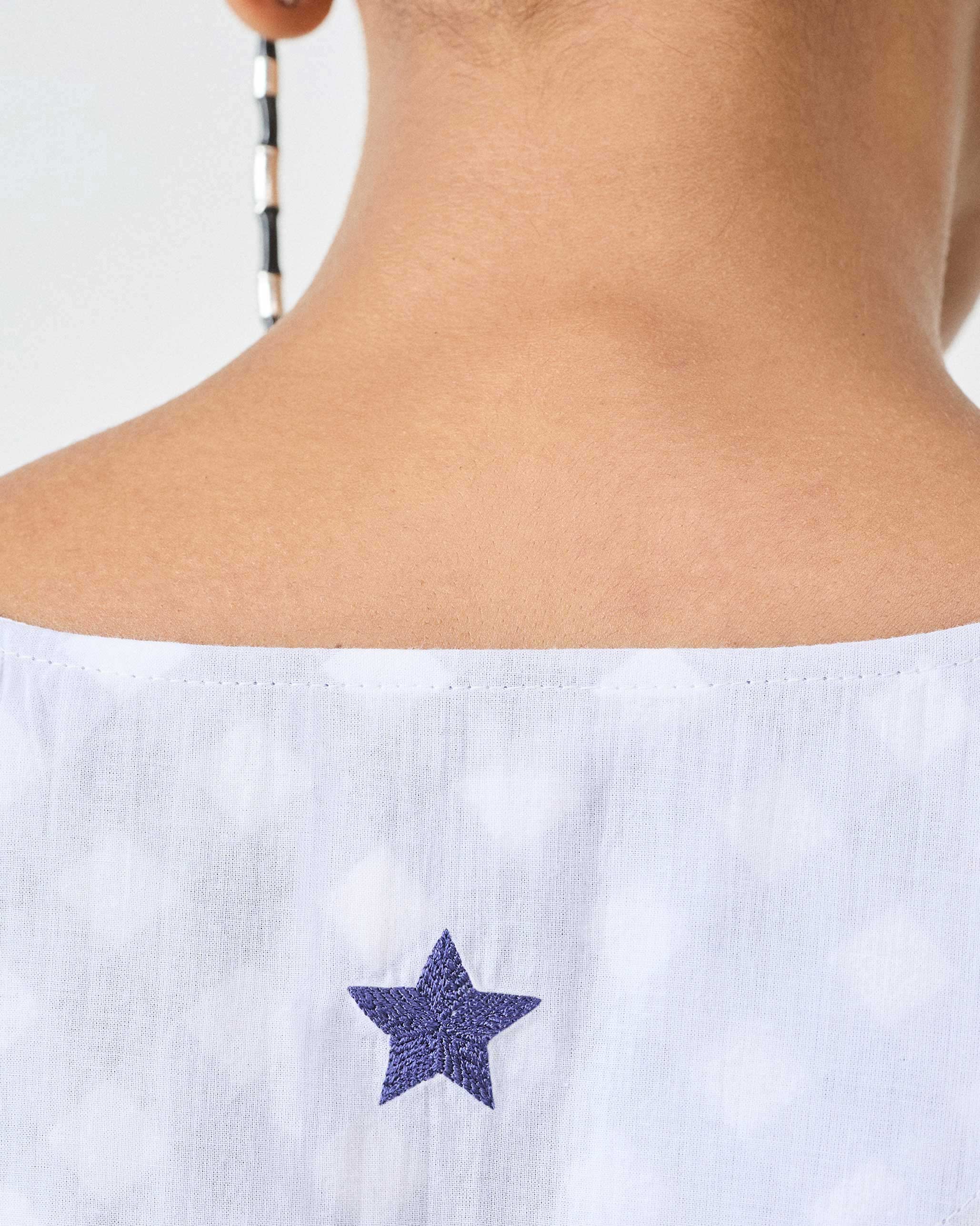 V Neck Kaftan - White & Fuchsia Printed - Image 4