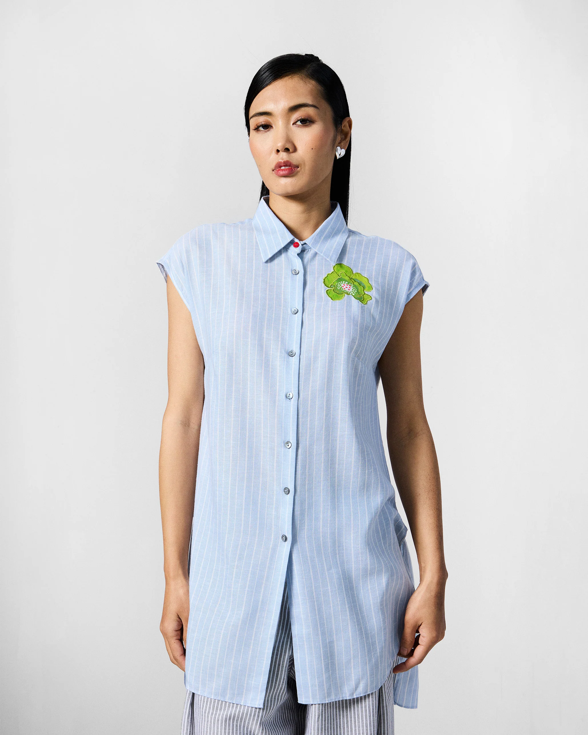 Vaah Top - Blue & white Stripes - Image 6