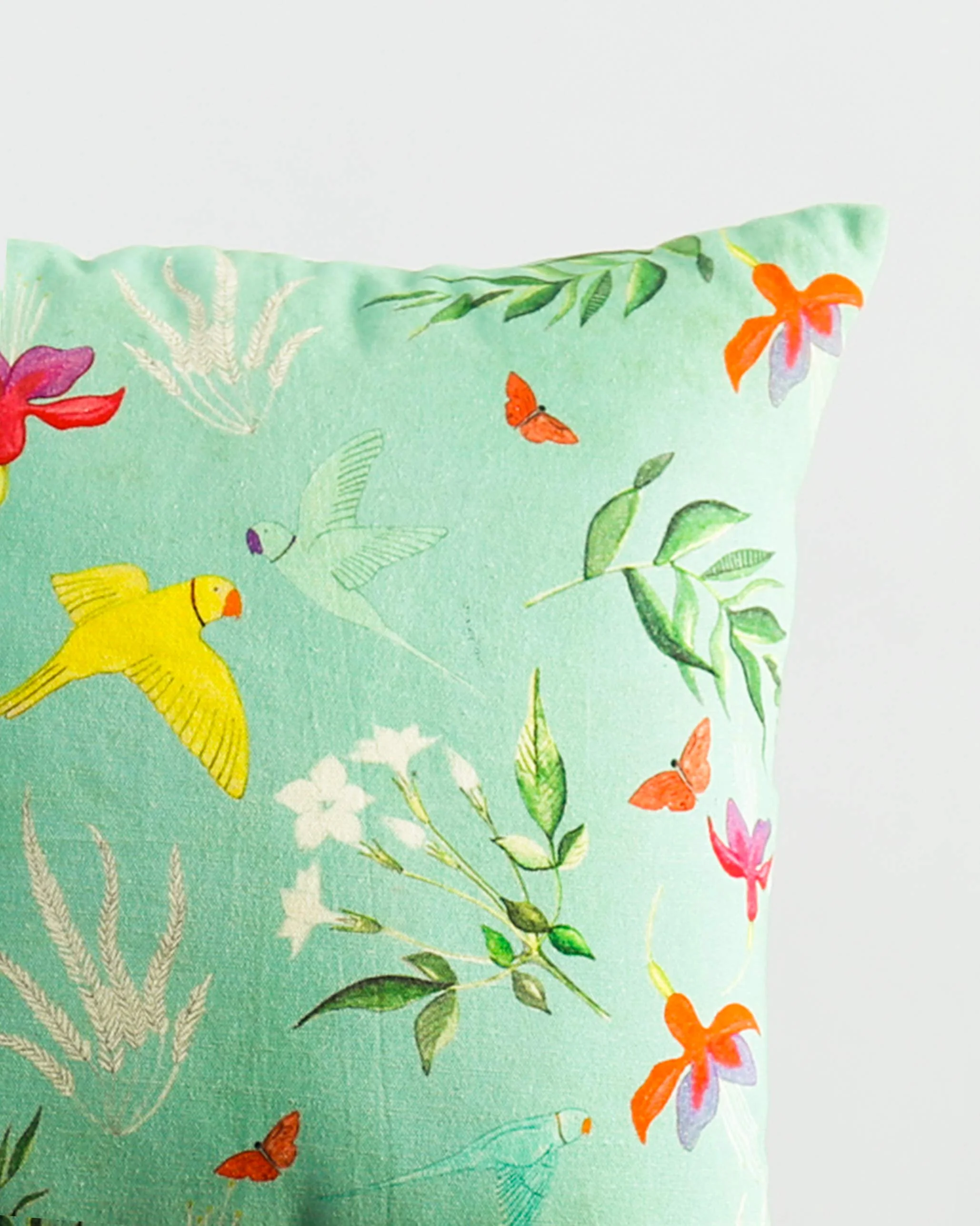 Verandah Botanical Cushion Cover - Aqua - Image 2