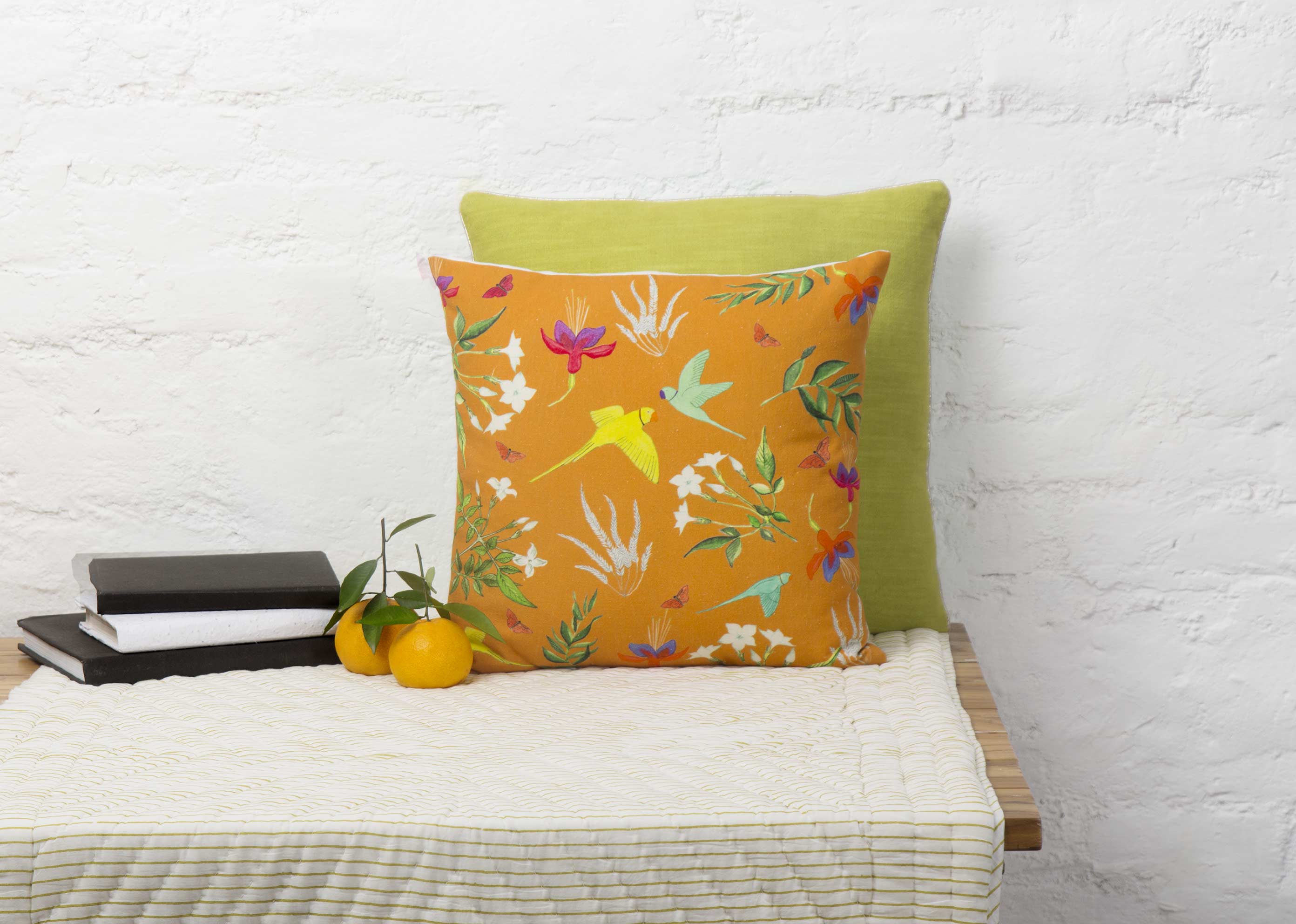 Verandah Botanical Cushion Cover - Tangerine - Image 3