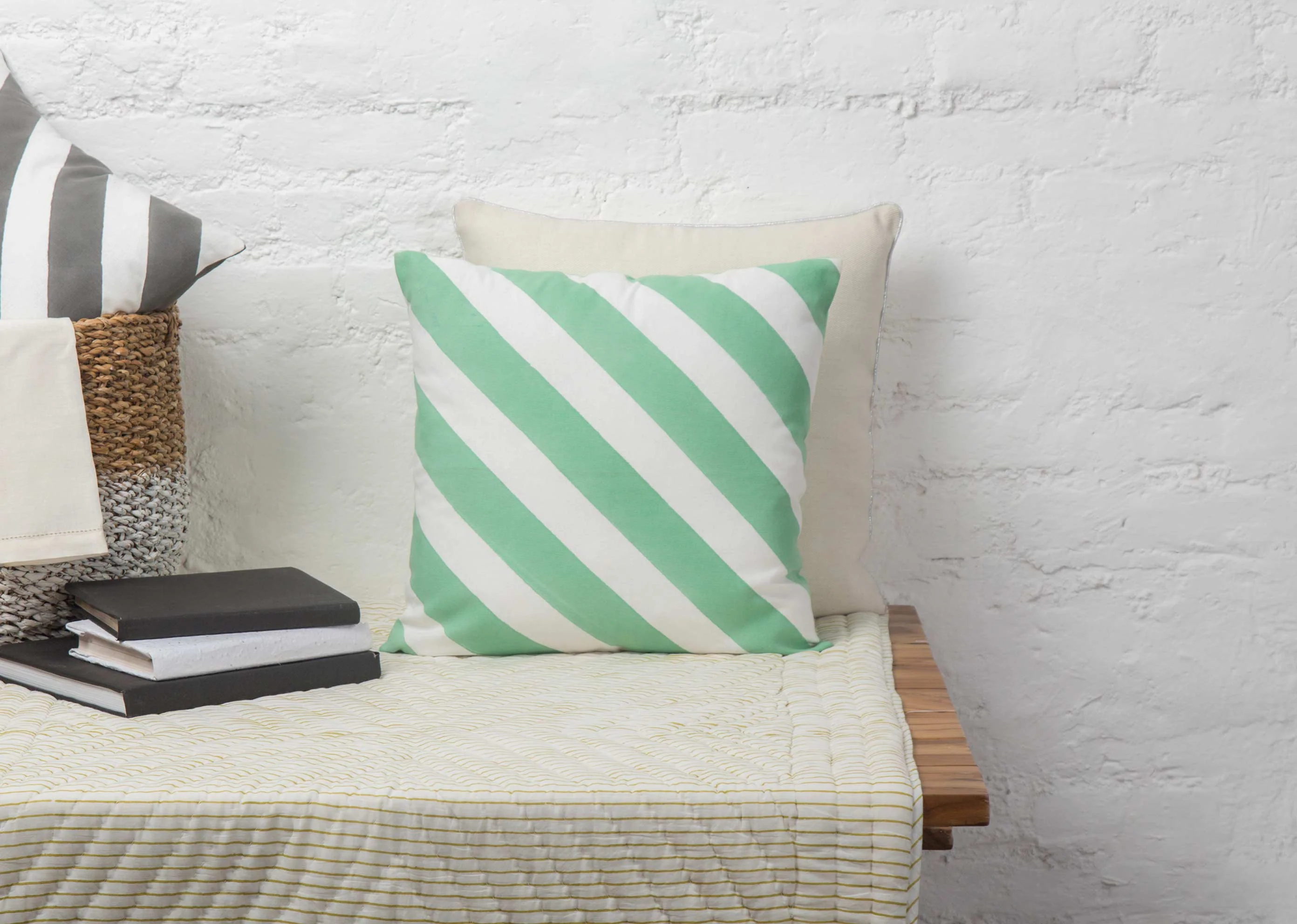 Verandah Candy Stripe Cushion Cover - Aqua - Image 3