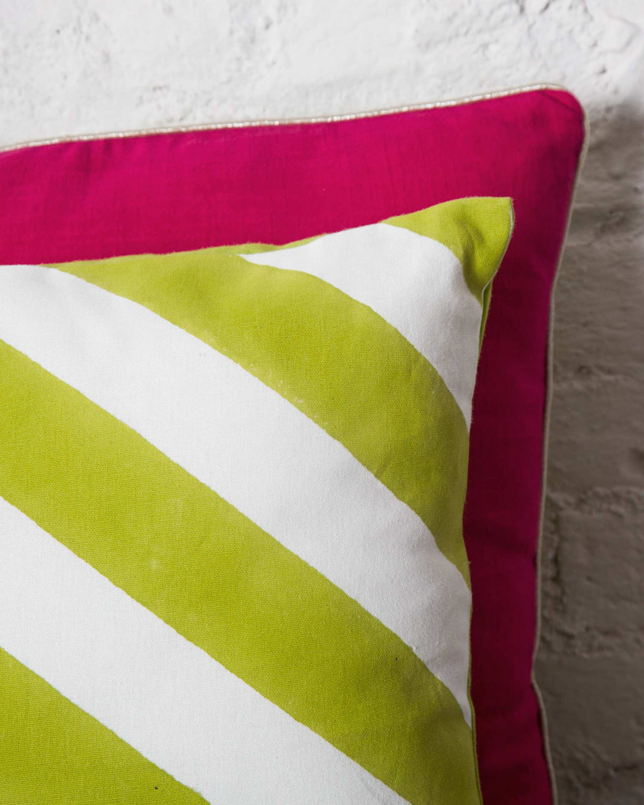 Verandah Candy Stripe Cushion Cover - Lime - Image 2