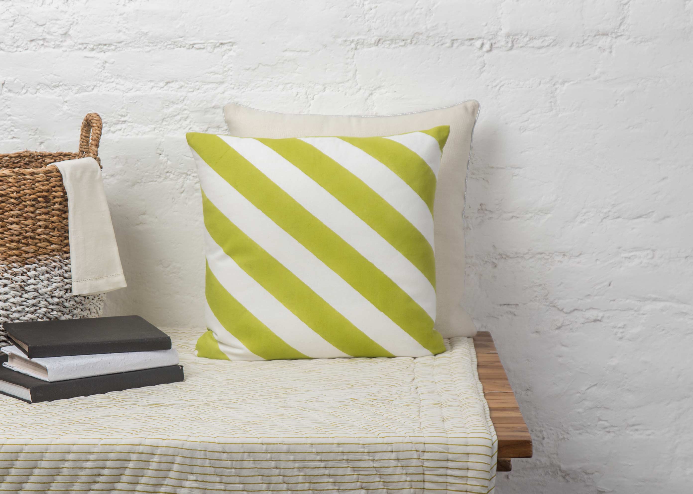 Verandah Candy Stripe Cushion Cover - Lime - Image 3