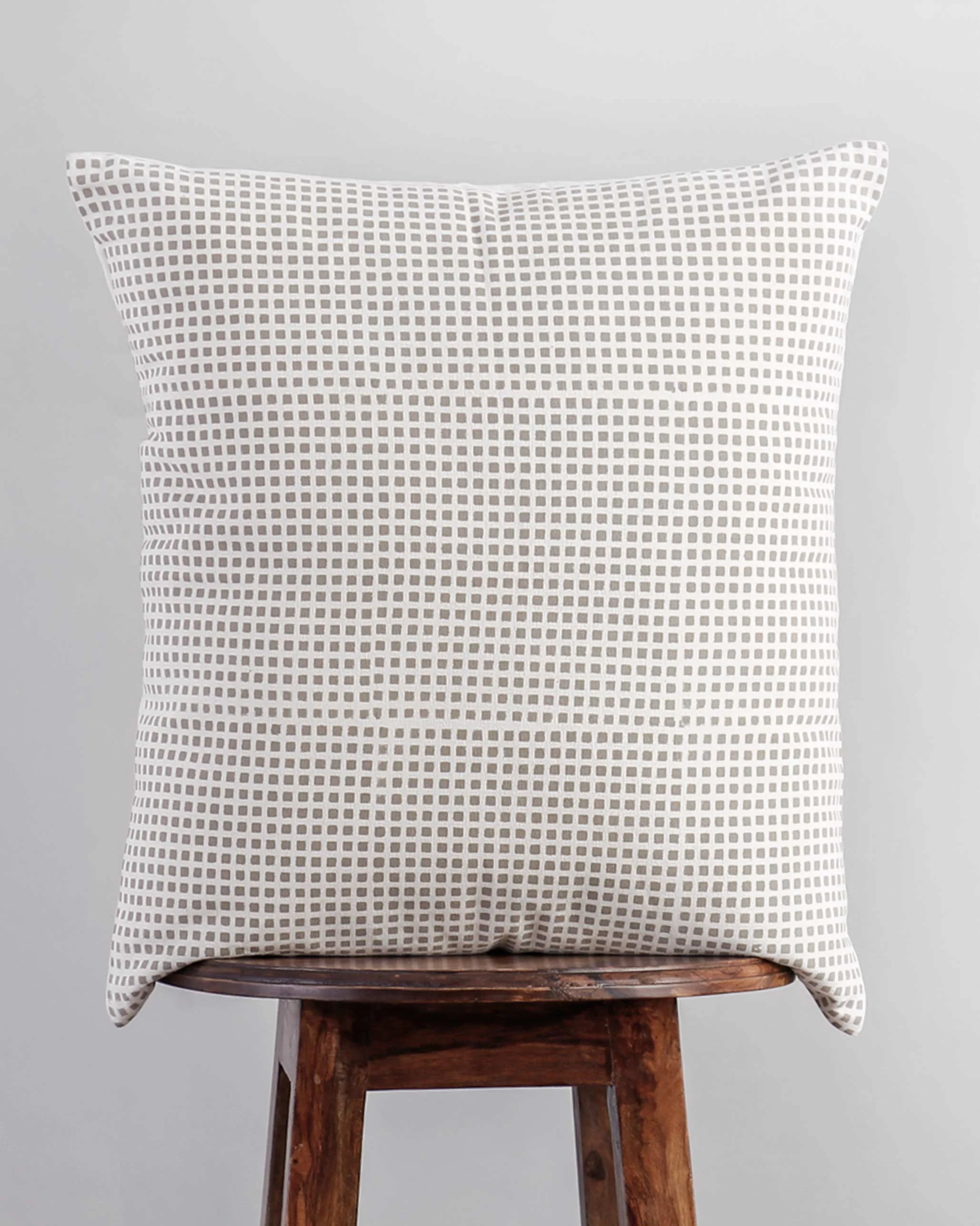 Verandah Checkered Block Cushion Cover - Grey - Image 2