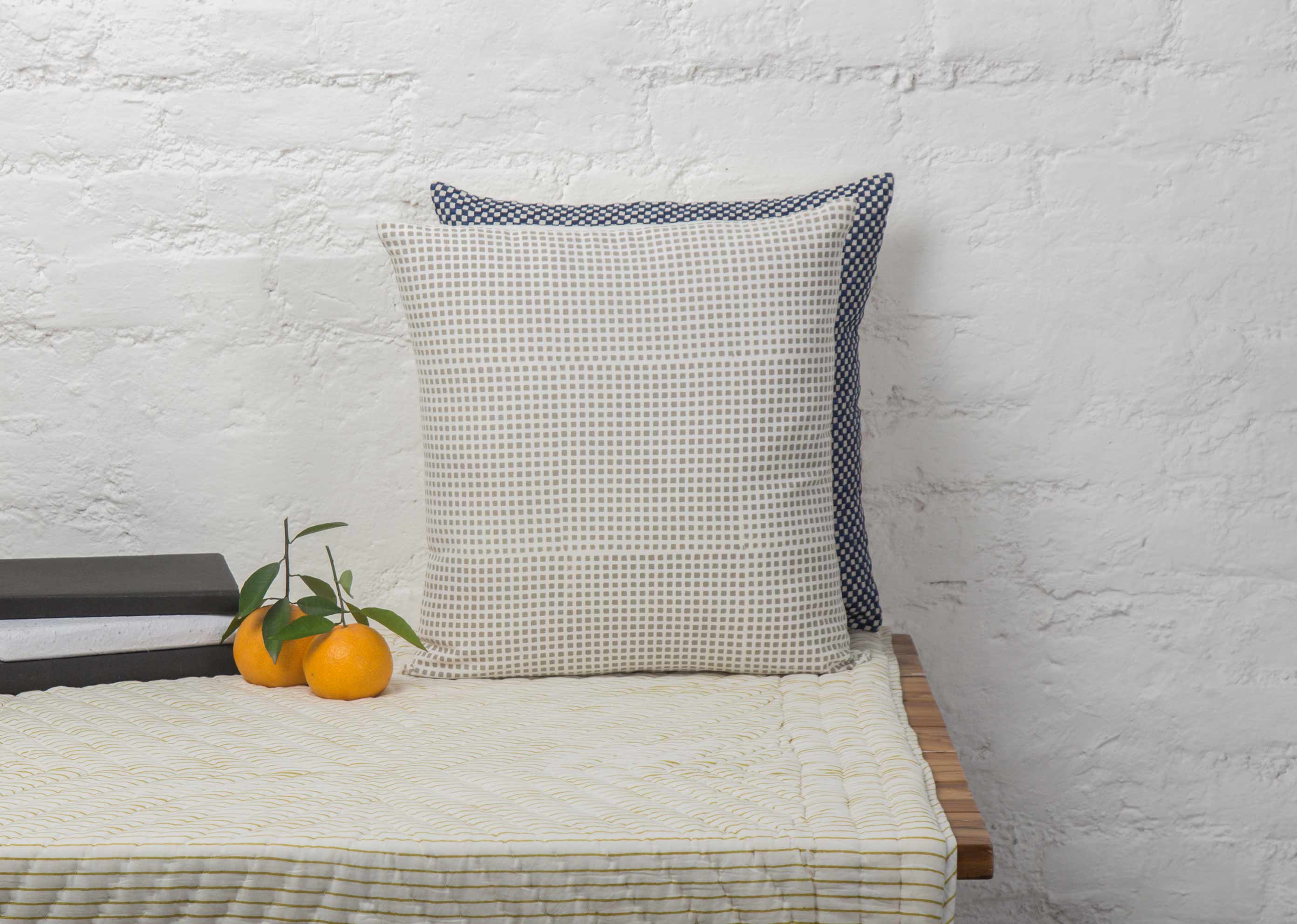 Verandah Checkered Block Cushion Cover - Grey - Image 3