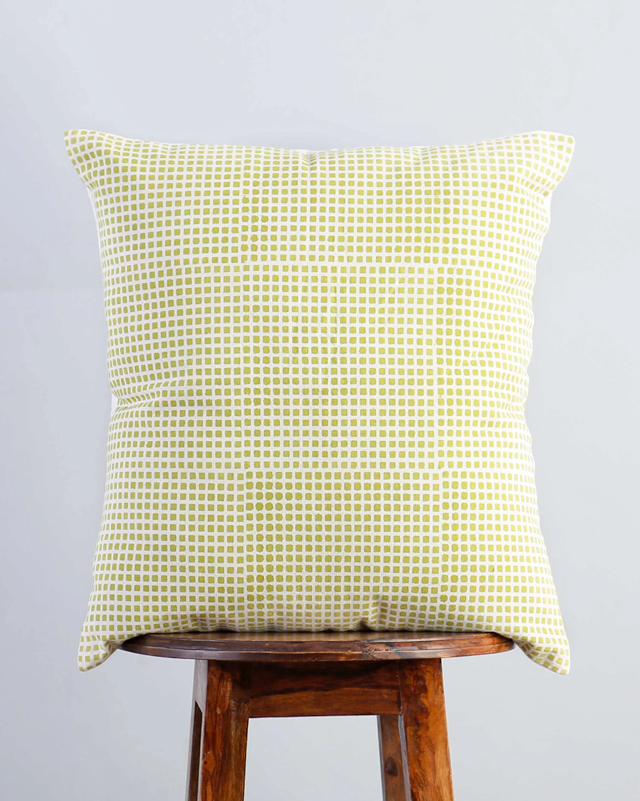 Verandah Checkered Block Cushion Cover - Lime - Image 2