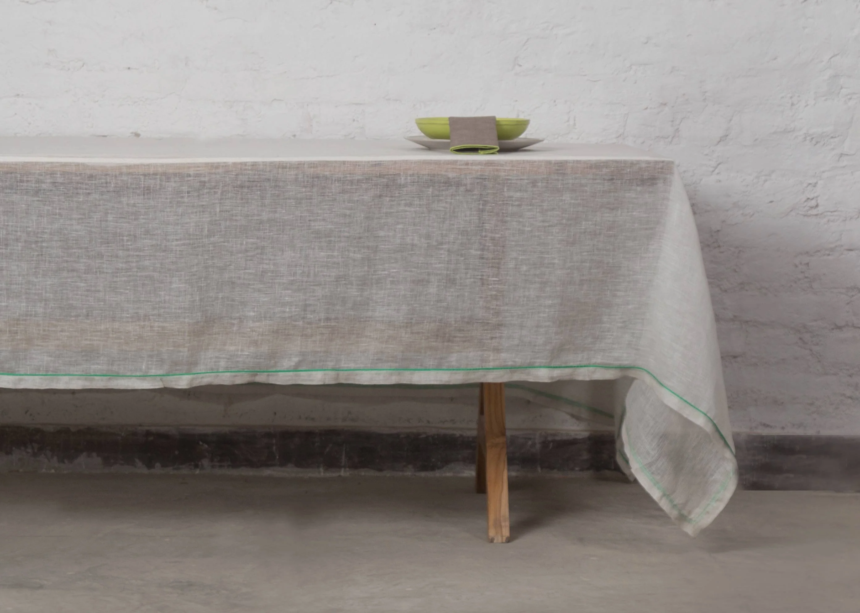 Verandah Classic Table Cloth Small - Ivory & Aqua - Image 3