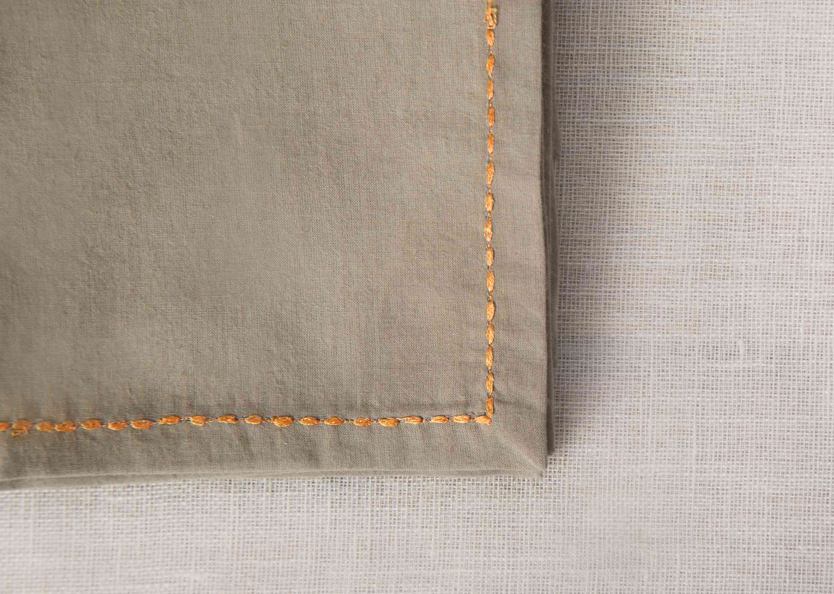 Verandah Cocktail Napkins (Set of 6) - Soft Grey & Tangerine - Image 3