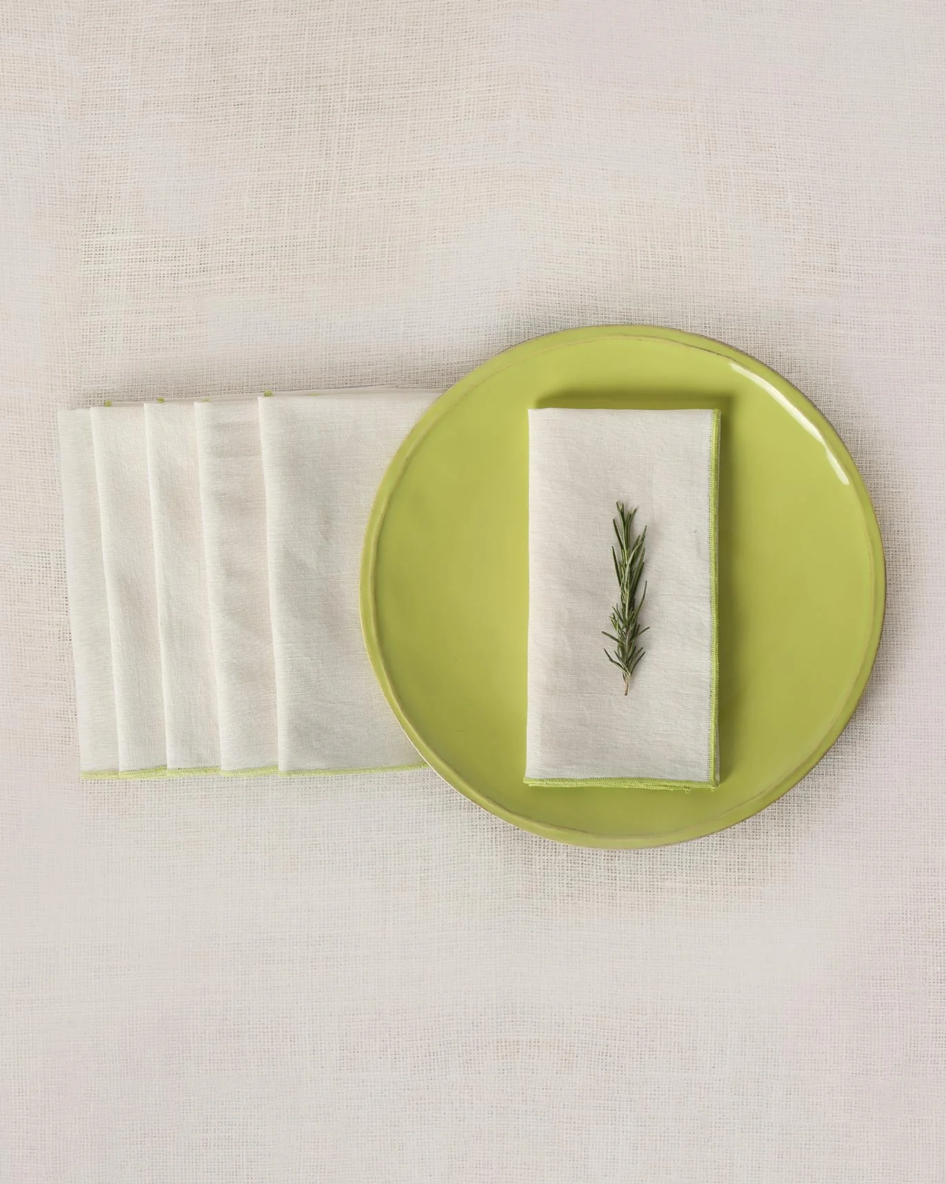 Verandah Dinner Napkins (Set of 6) - Ivory & Lime - Image 2