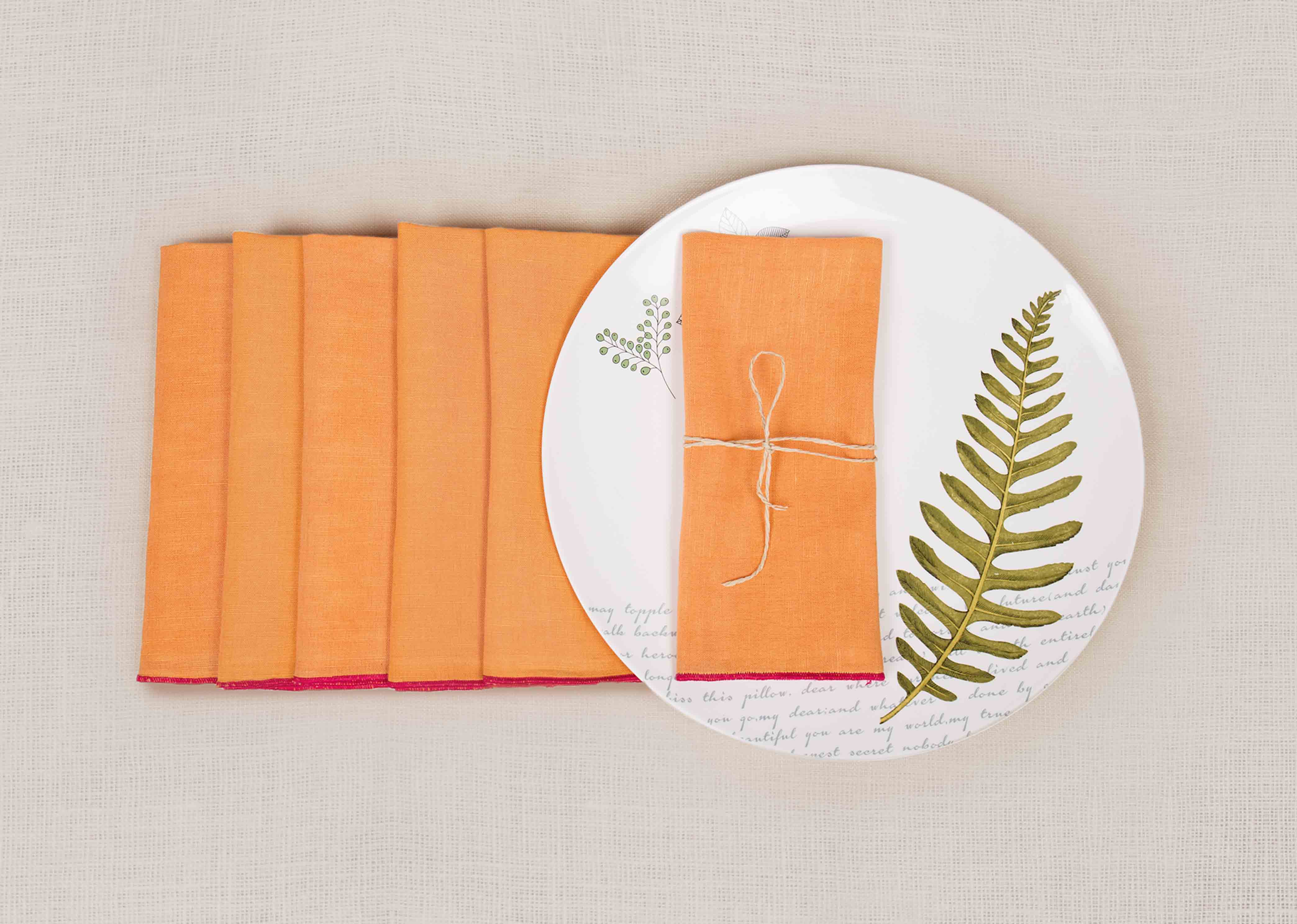 Verandah Dinner Napkins (Set of 6) - Tangerine & Fuchsia - Image 3