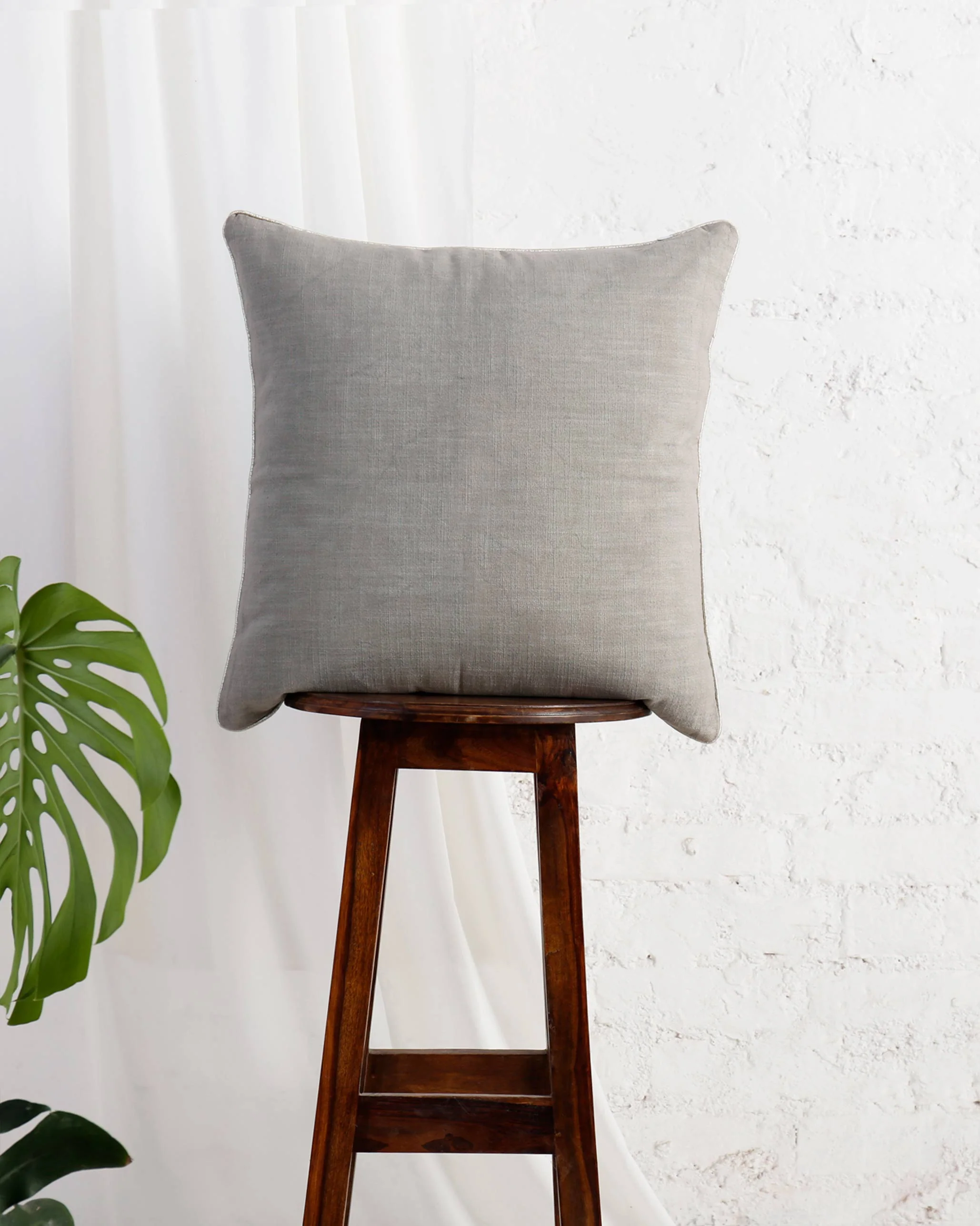 Verandah Reversible Cushion Cover - Indigo & Grey - Image 2