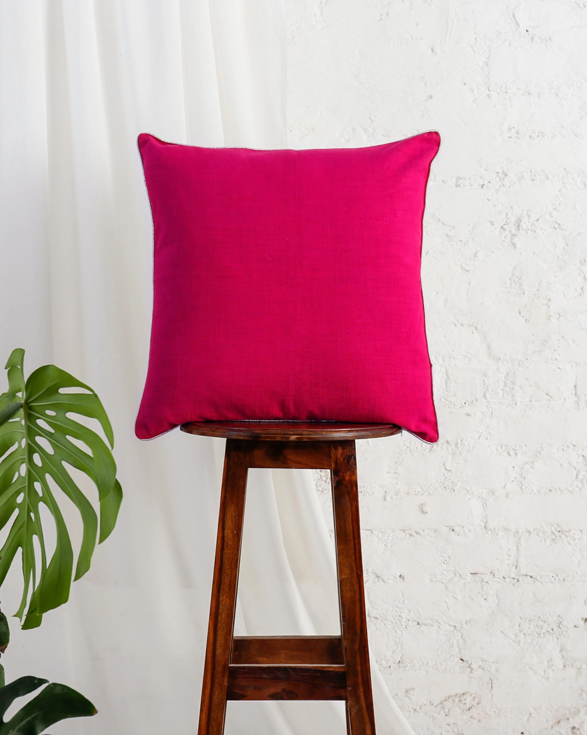 Verandah Reversible Cushion Cover - Lime & Fuchsia - Image 2