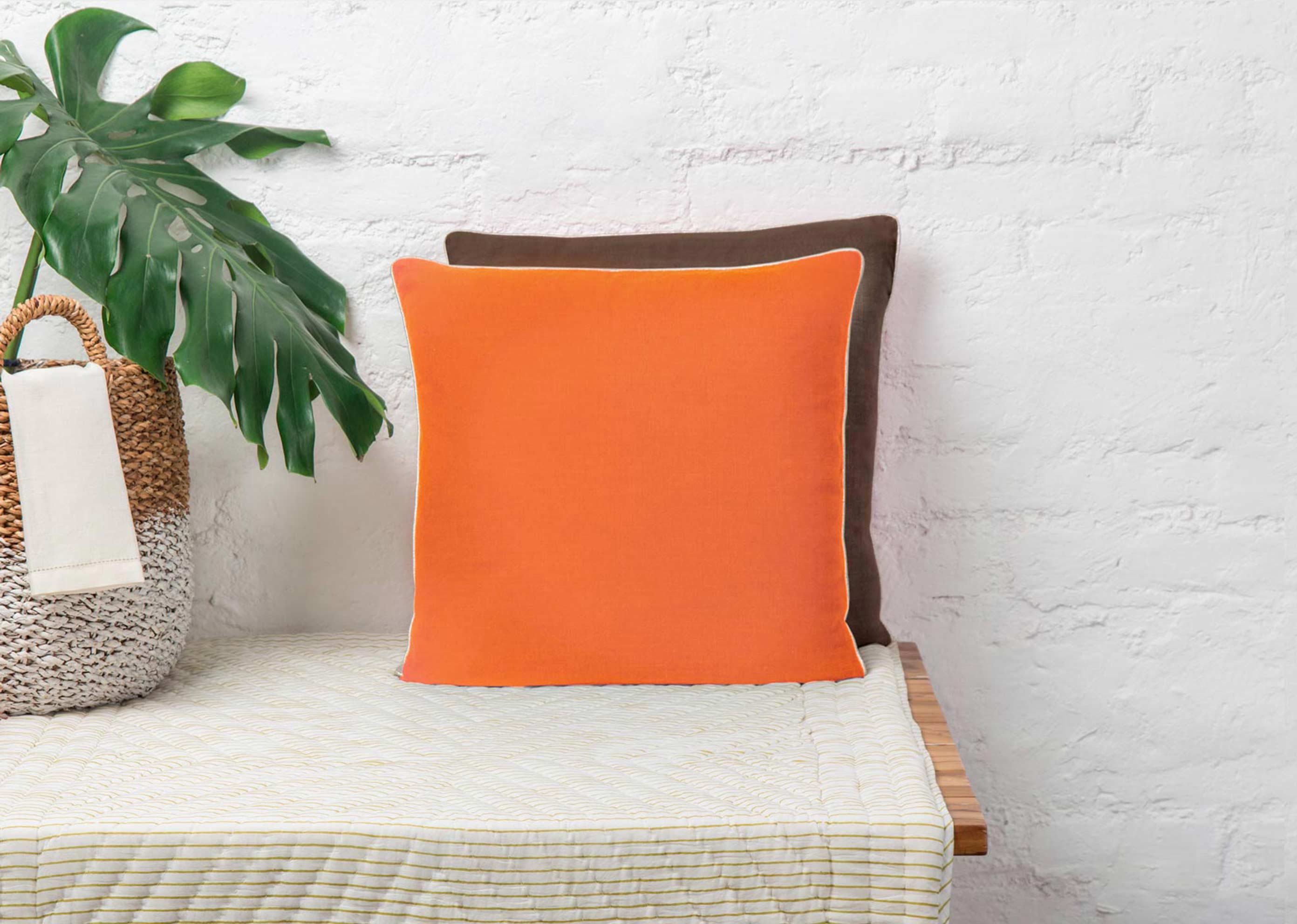Verandah Reversible Cushion Cover - Tangerine & Charcoal - Image 2