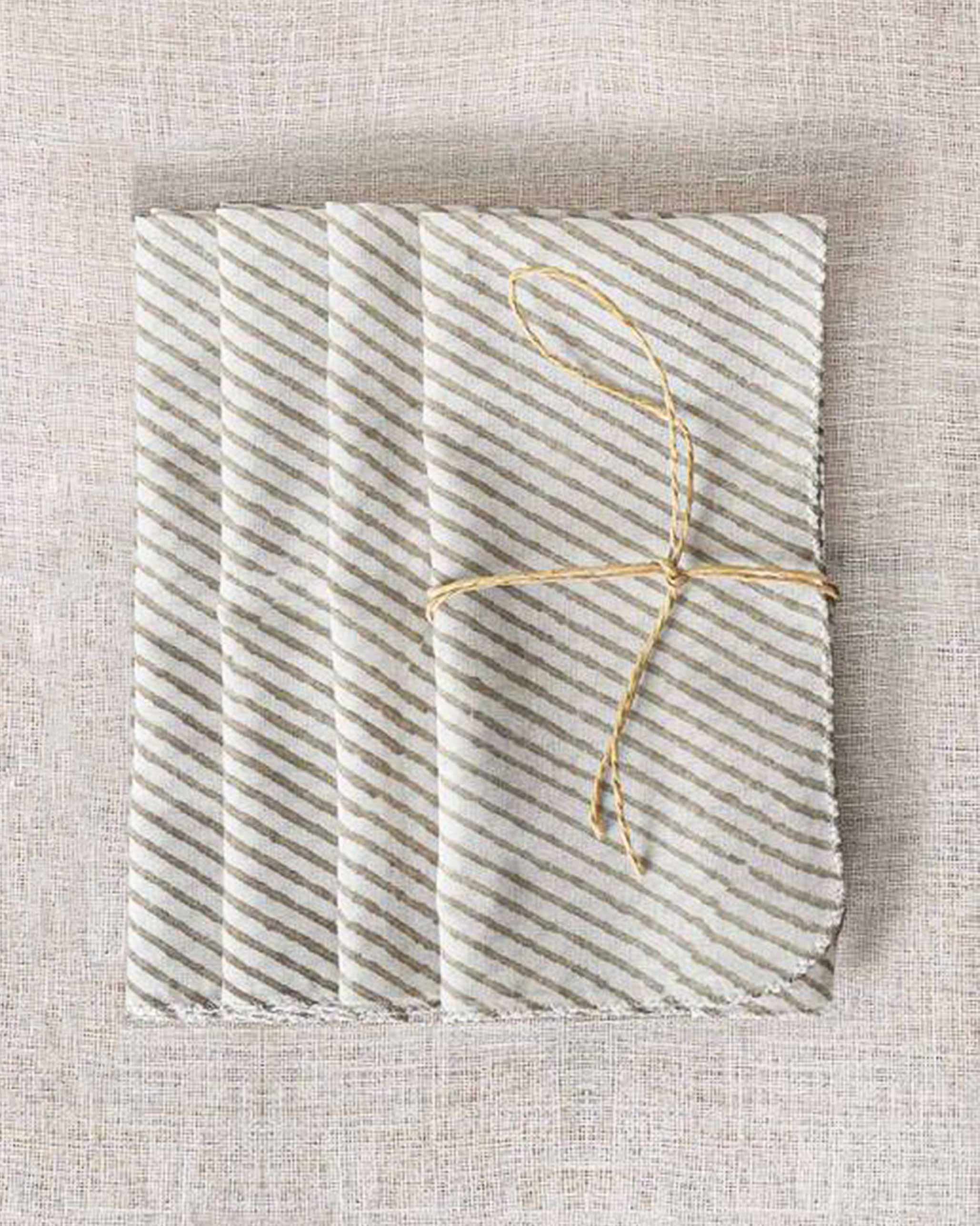 Verandah Stripe Dinner Napkins (Set of 4) - Soft Grey - Image 2