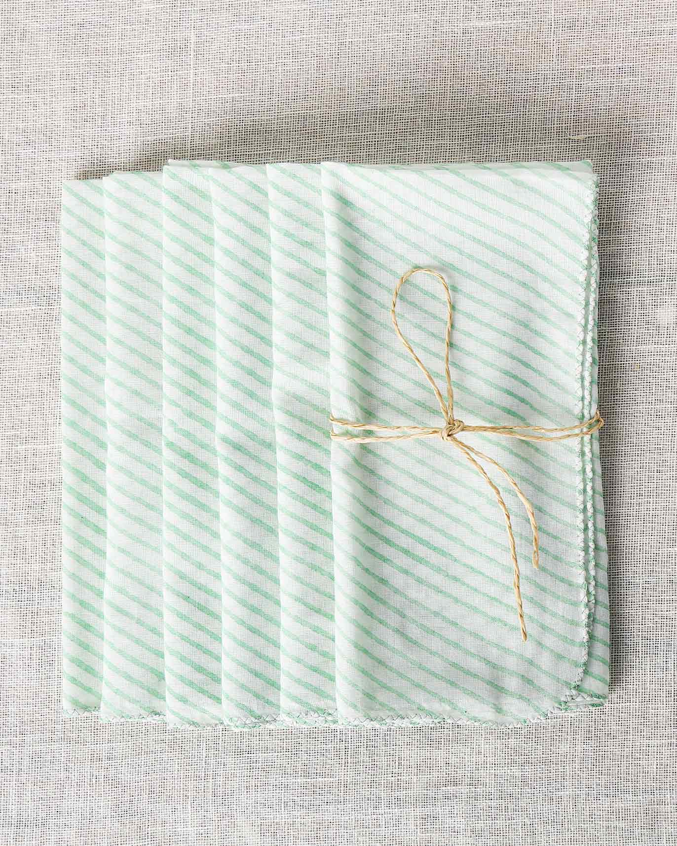 Verandah Stripe Dinner Napkins (Set of 6) - Aqua - Image 2