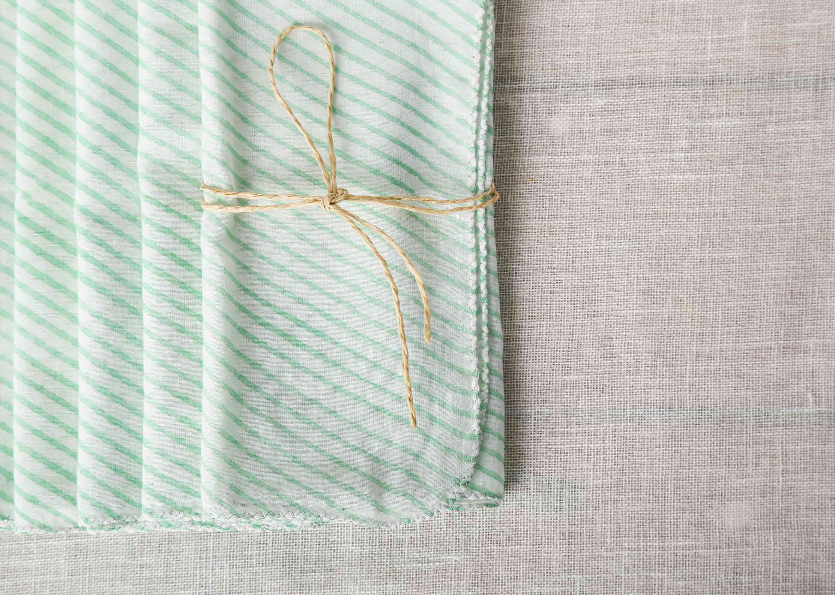 Verandah Stripe Dinner Napkins (Set of 6) - Aqua - Image 3