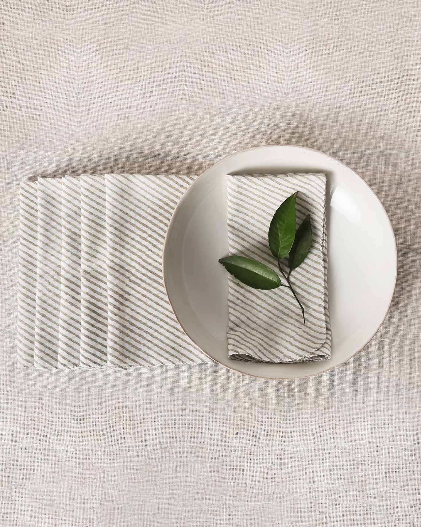Verandah Stripe Dinner Napkins (Set of 6) - Soft Grey - Image 2