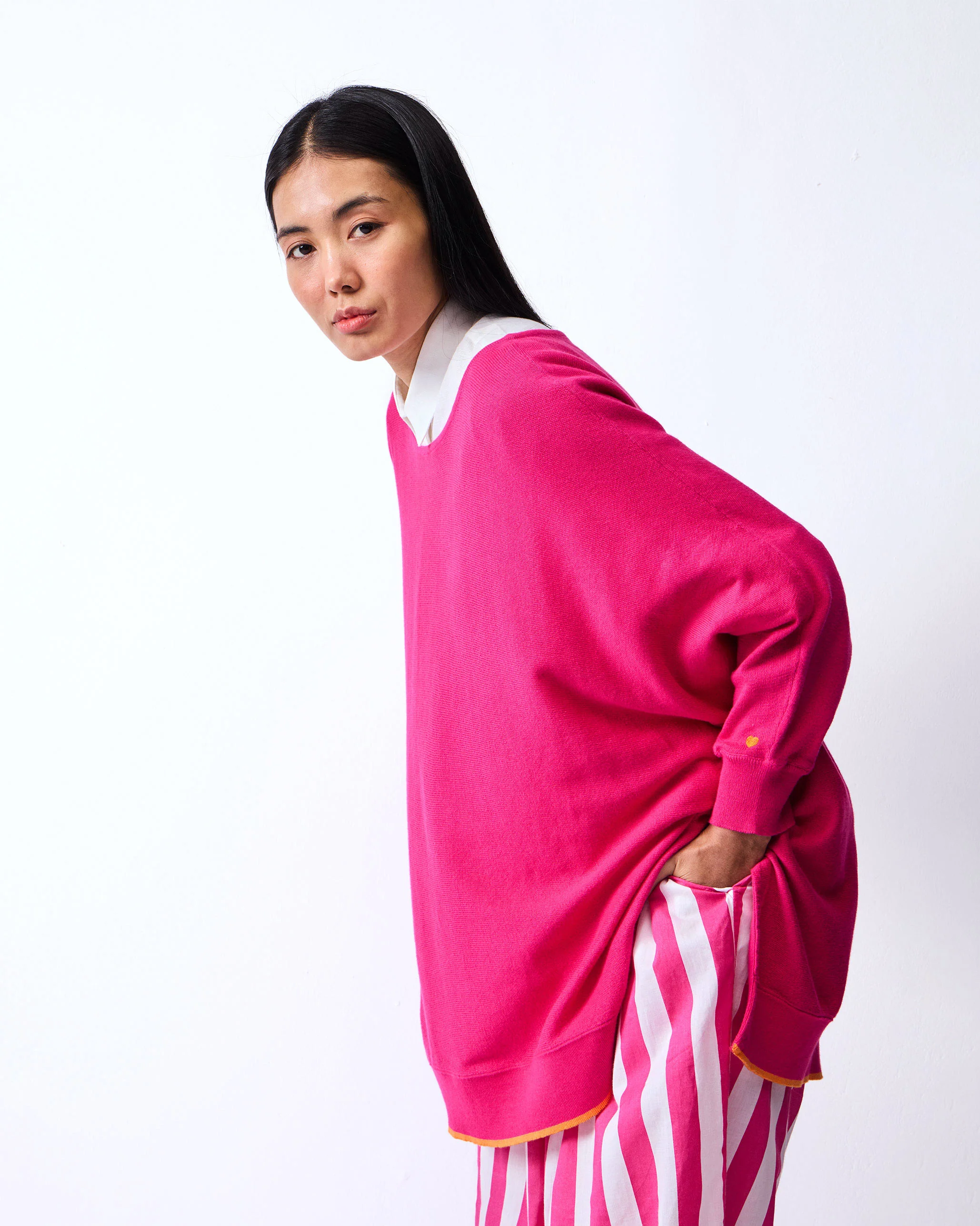Victoria Boatneck Pullover - Fuchsia - Image 2