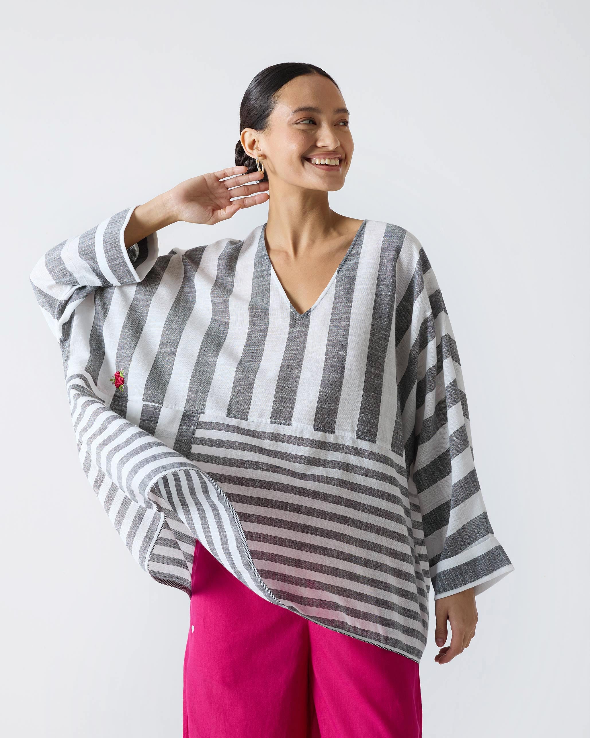 Victory Top - Charcoal & White Stripes - Image 3