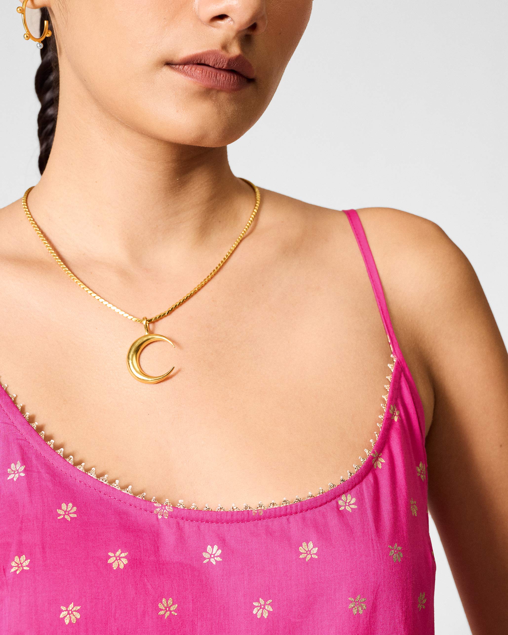 Vintage Camisole - Fuchsia & Gold Printed - Image 4