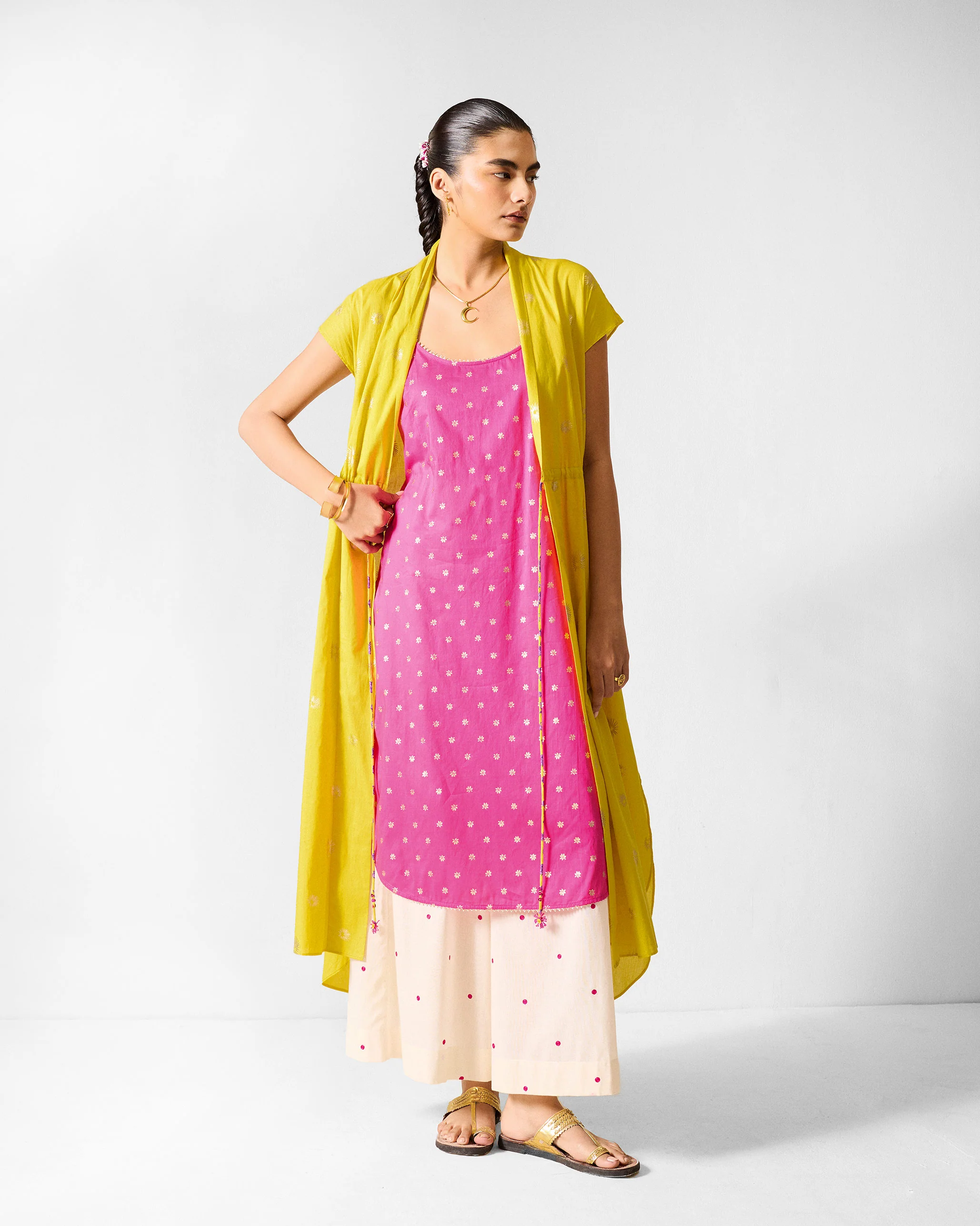 Vintage Camisole - Fuchsia & Gold Printed - Image 5