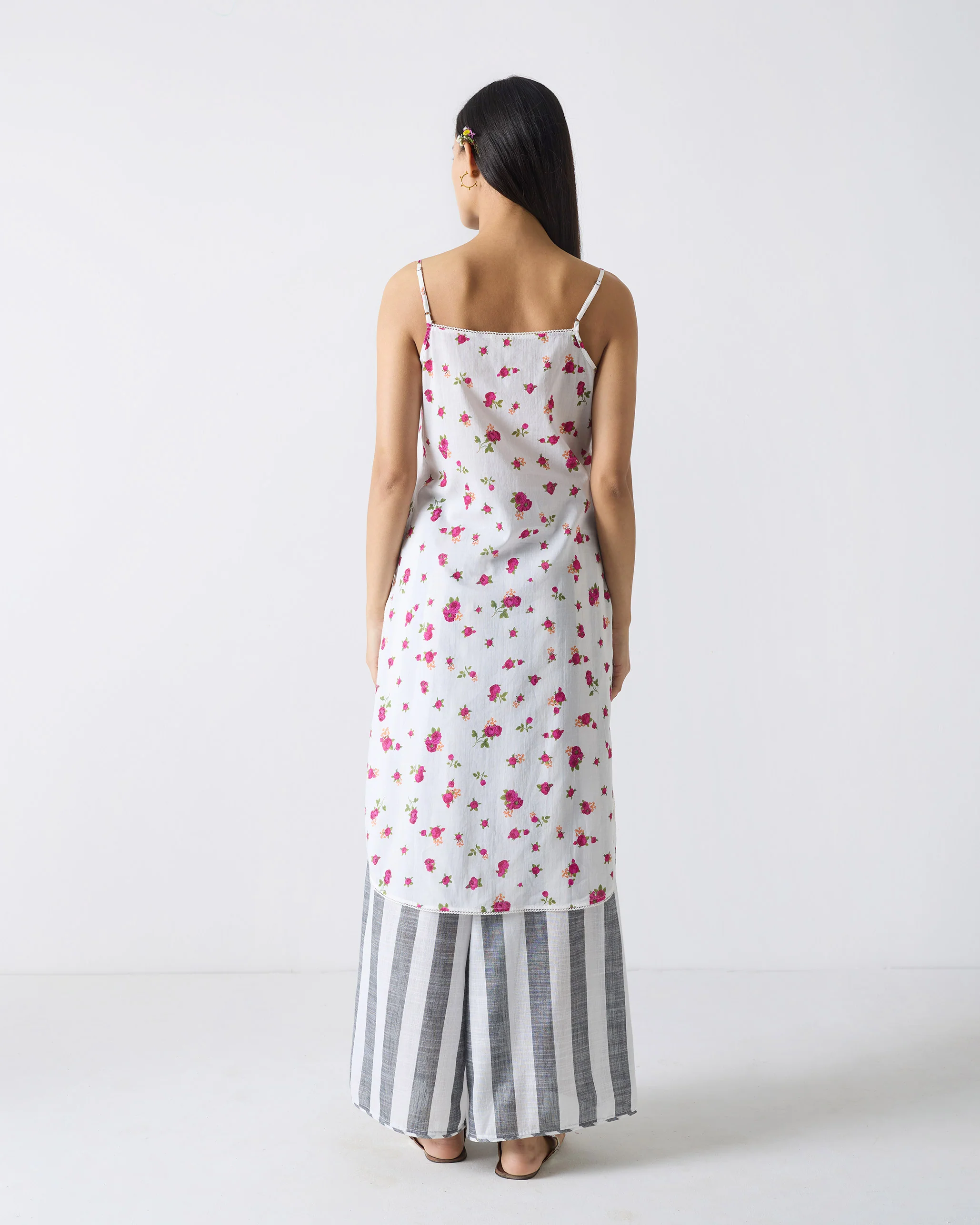 Vintage Camisole - White & Fuchsia Print - Image 3