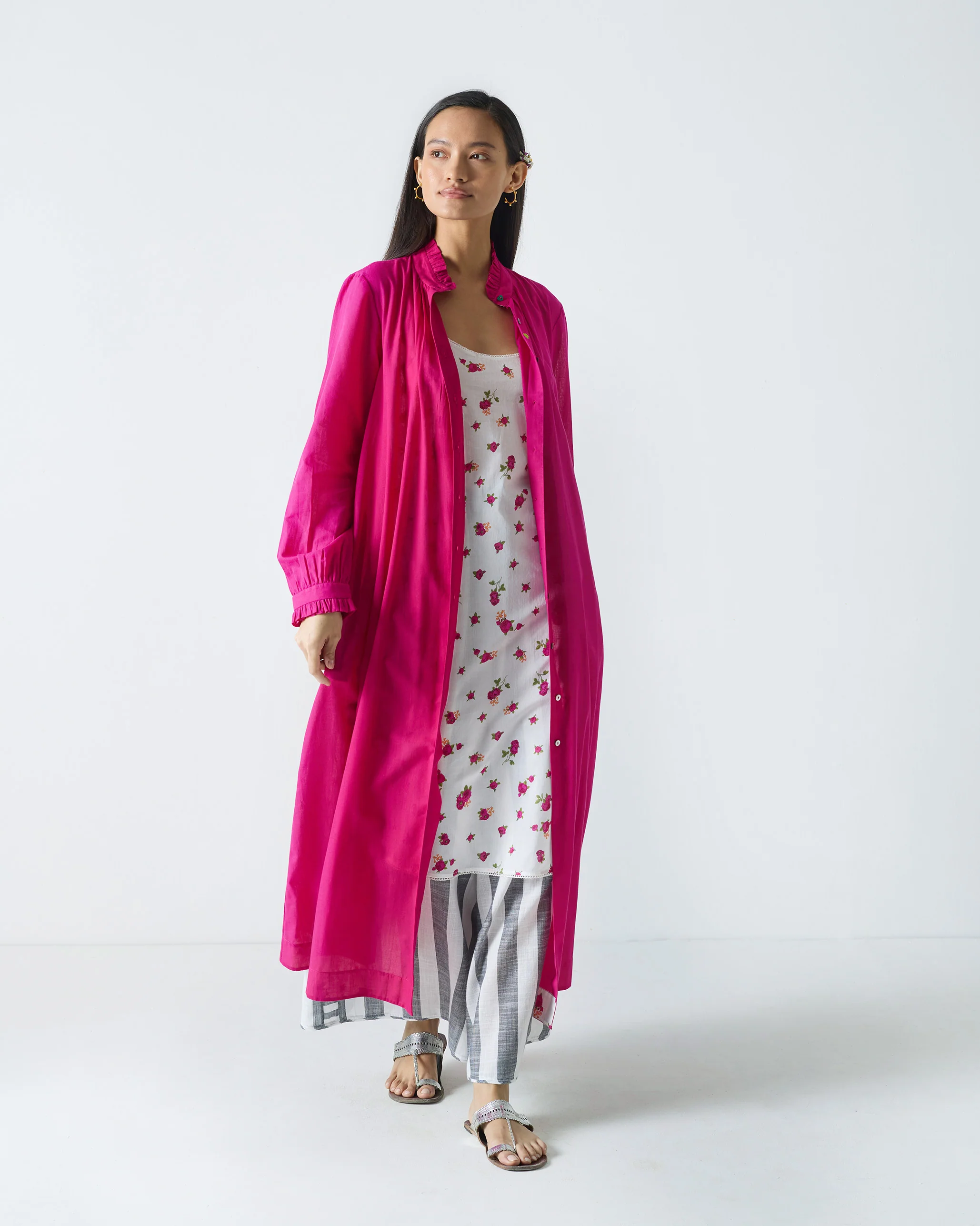 Vintage Camisole - White & Fuchsia Print - Image 6