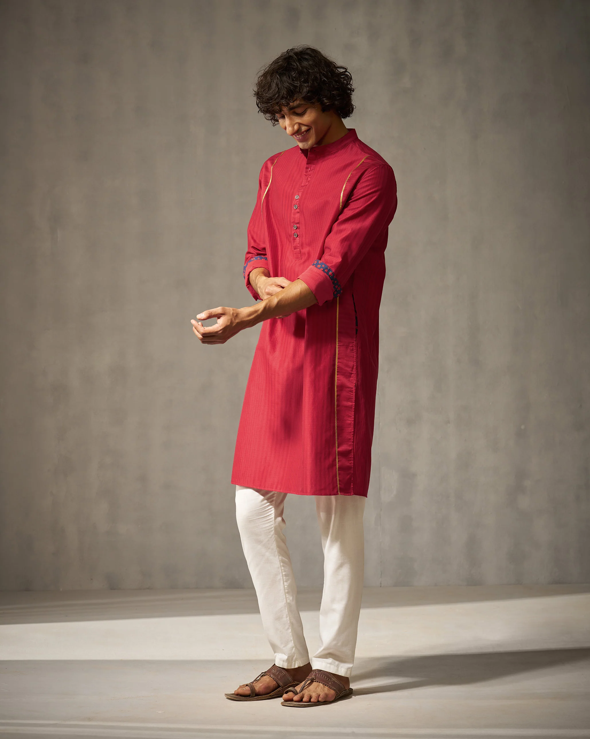 Voyage Kurta - Red Stripes - Image 3