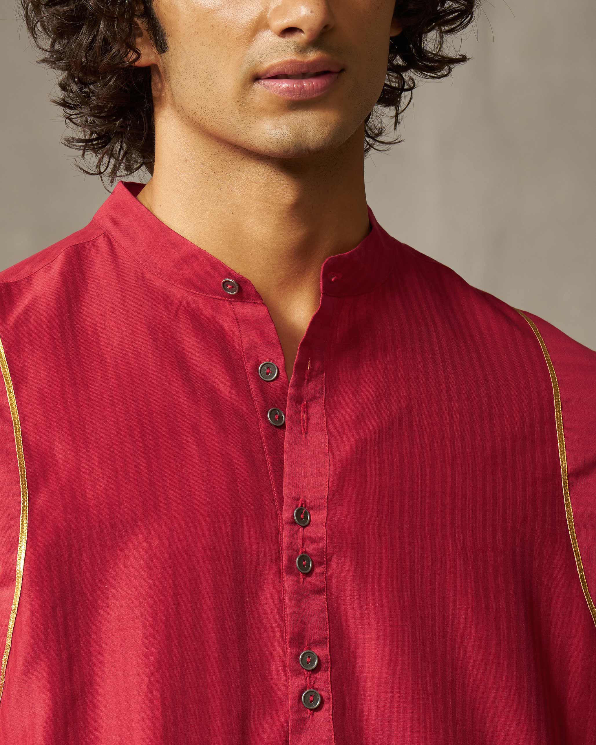 Voyage Kurta - Red Stripes - Image 5