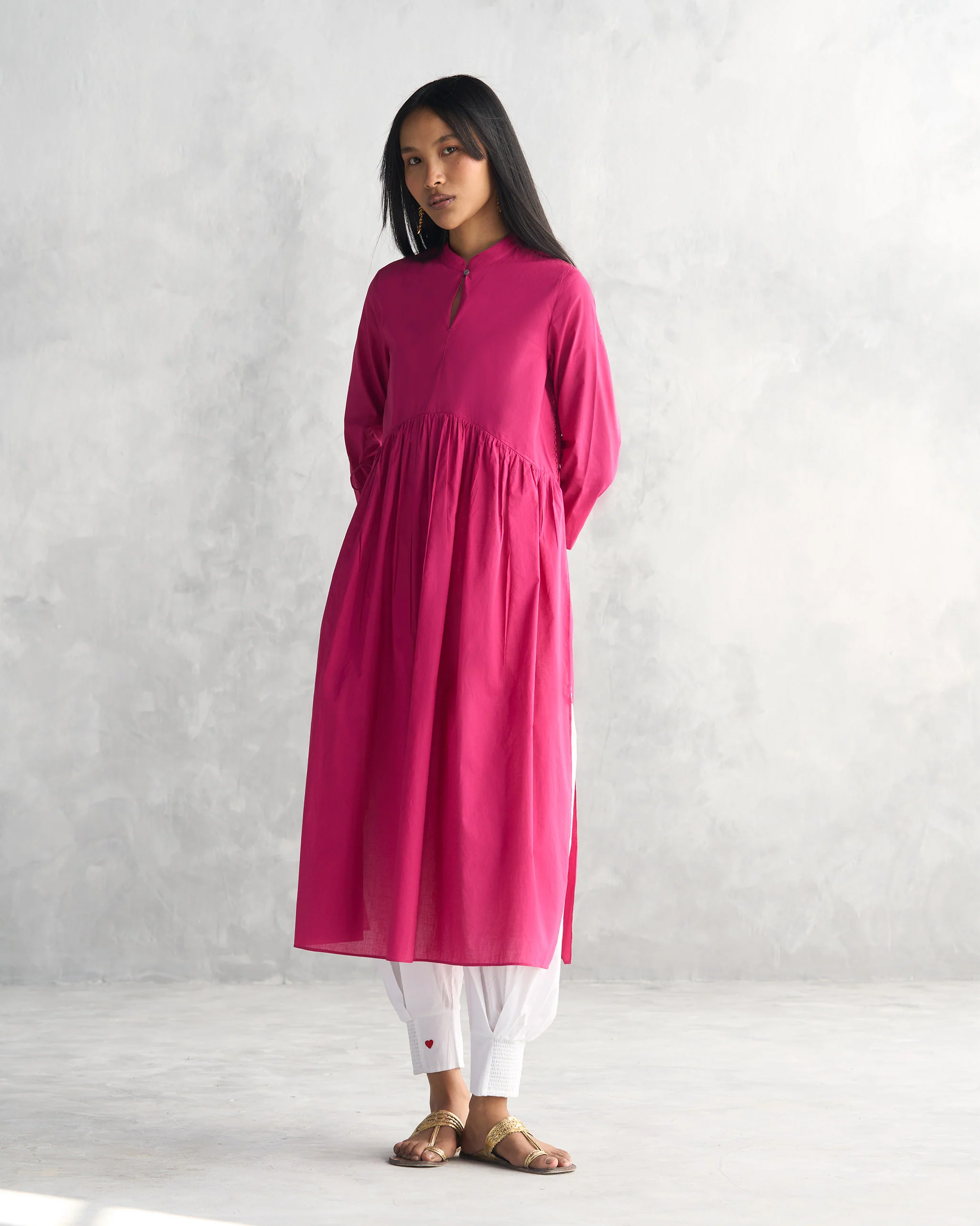 Waist Gathered Kurta - Berry - Image 7