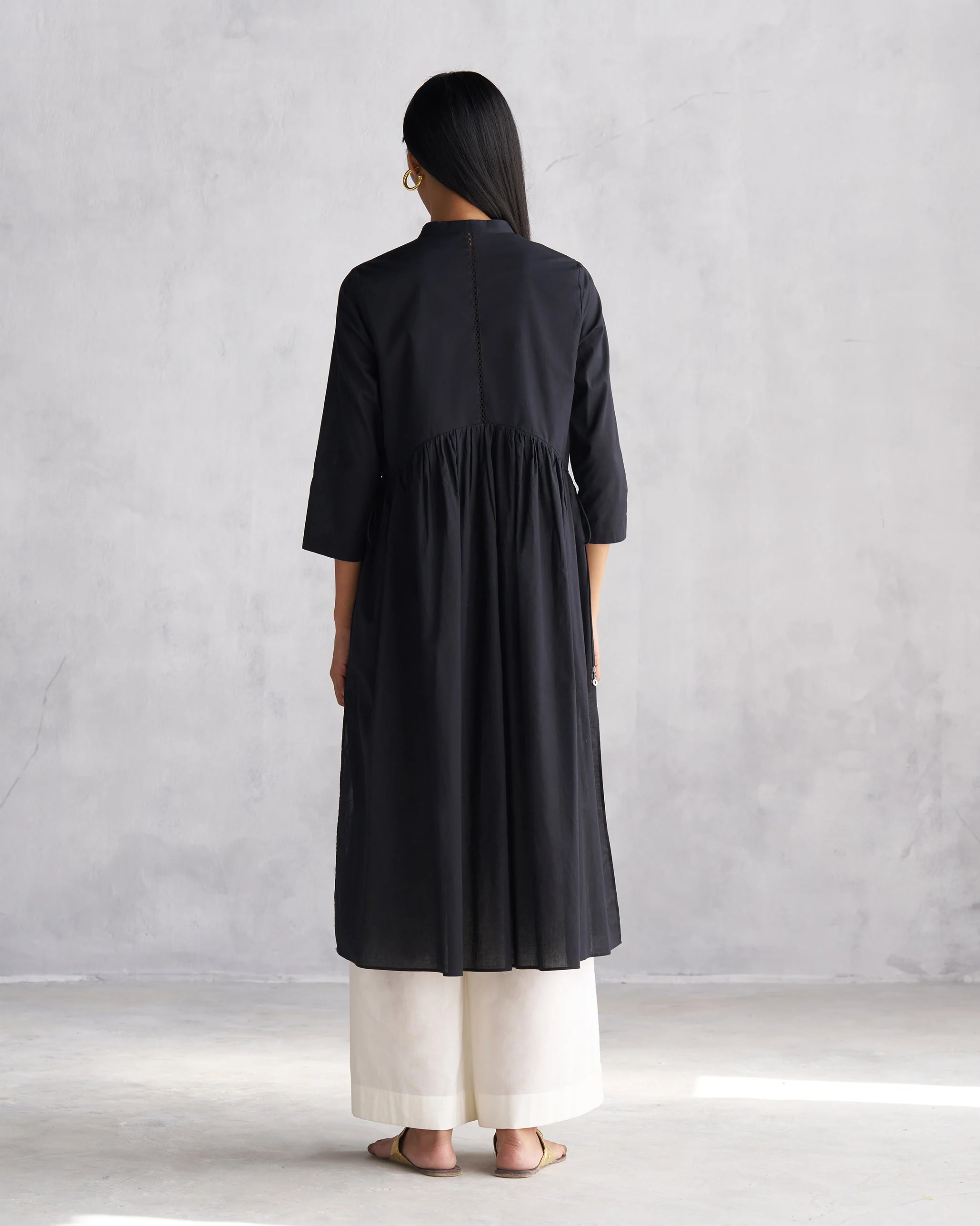 Waist Gathered Kurta - Black - Image 6