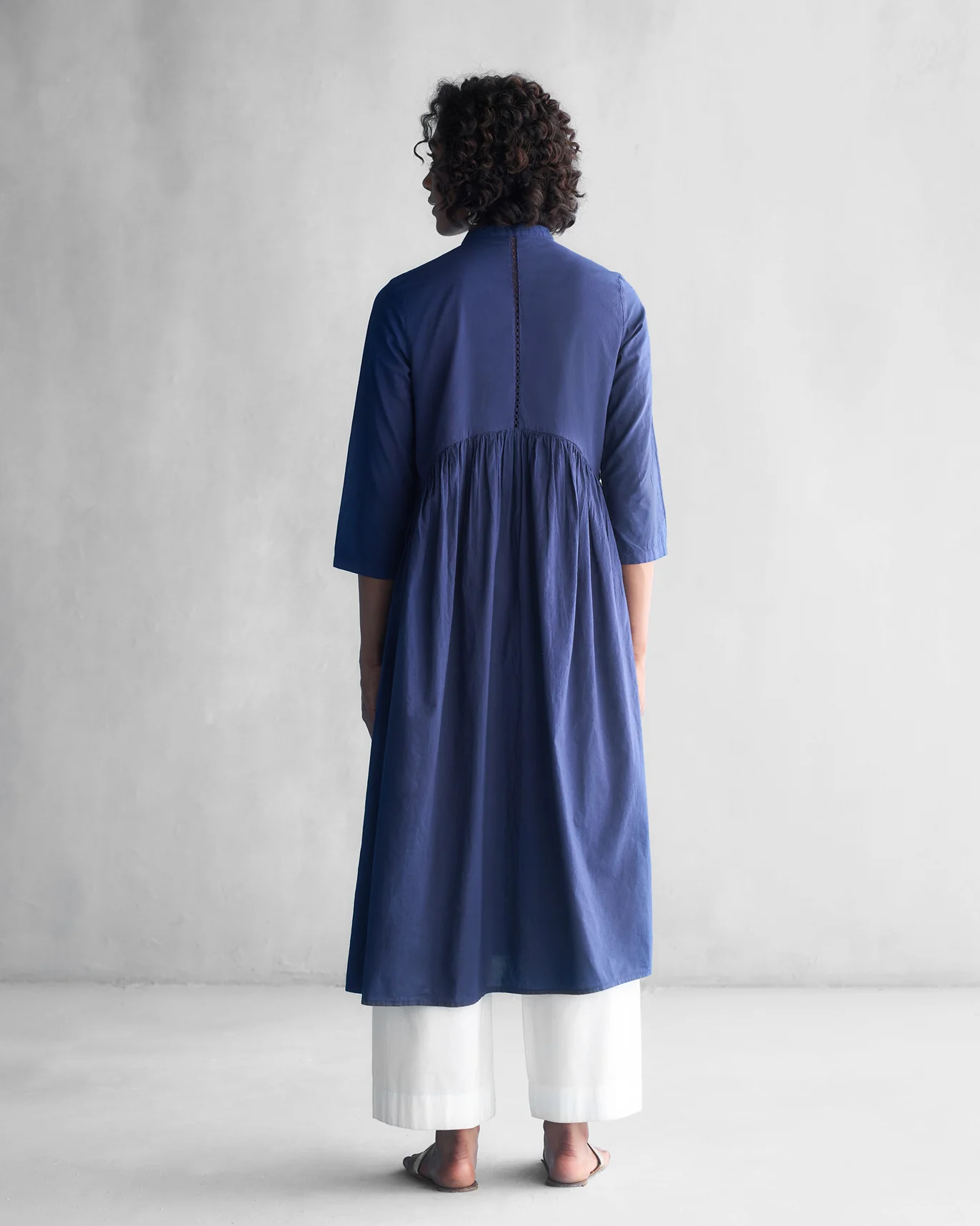 Waist Gathered Kurta - Blue - Image 5